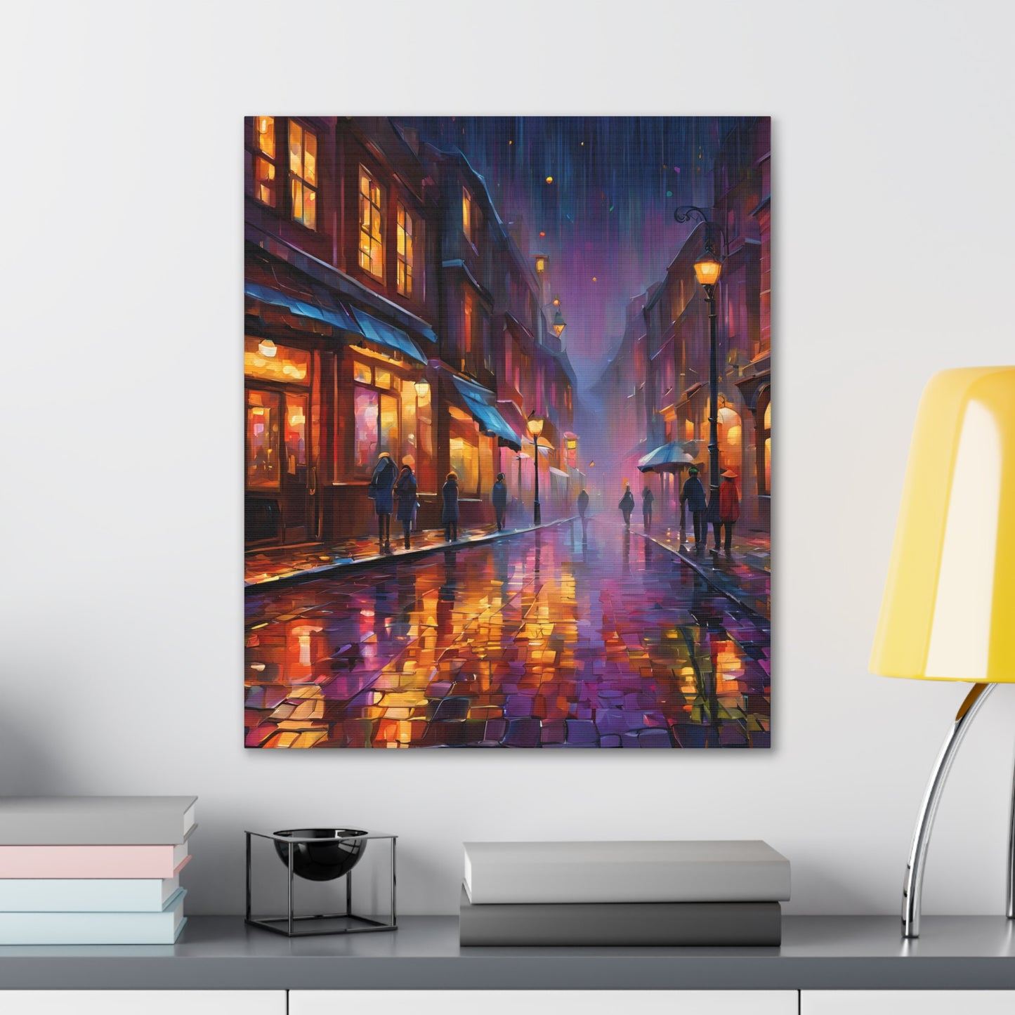 A Rainy Evening in the City Canvas Gallery Wraps - Urban Nightscape Art