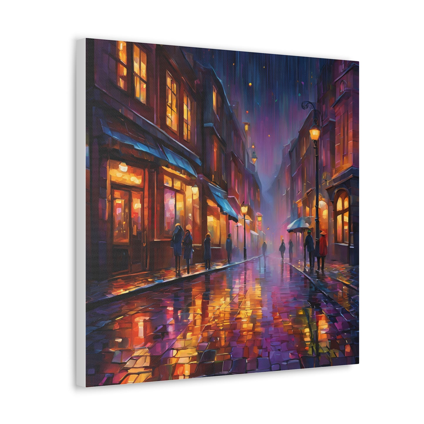 A Rainy Evening in the City Canvas Gallery Wraps - Urban Nightscape Art