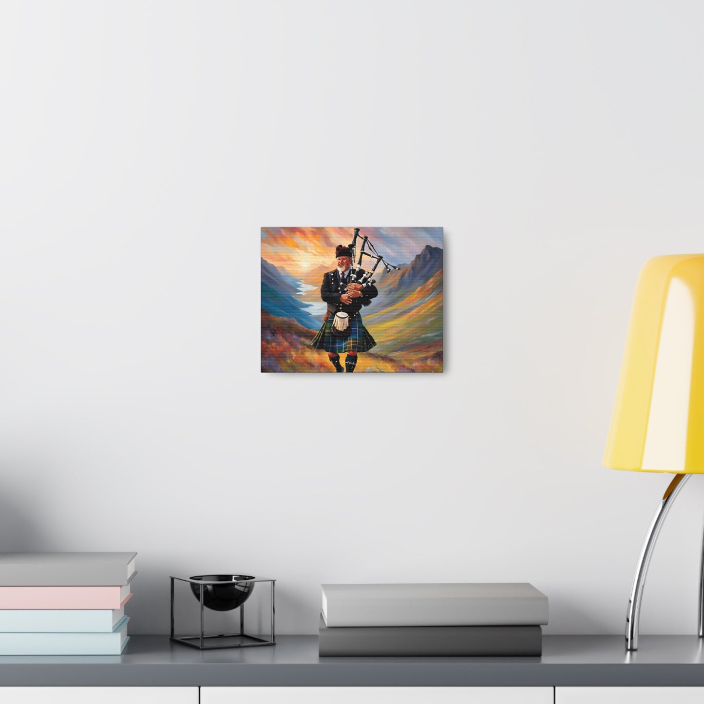 Canvas Gallery Wrap - Scottish Highlander Bagpiper Art for Home Decor