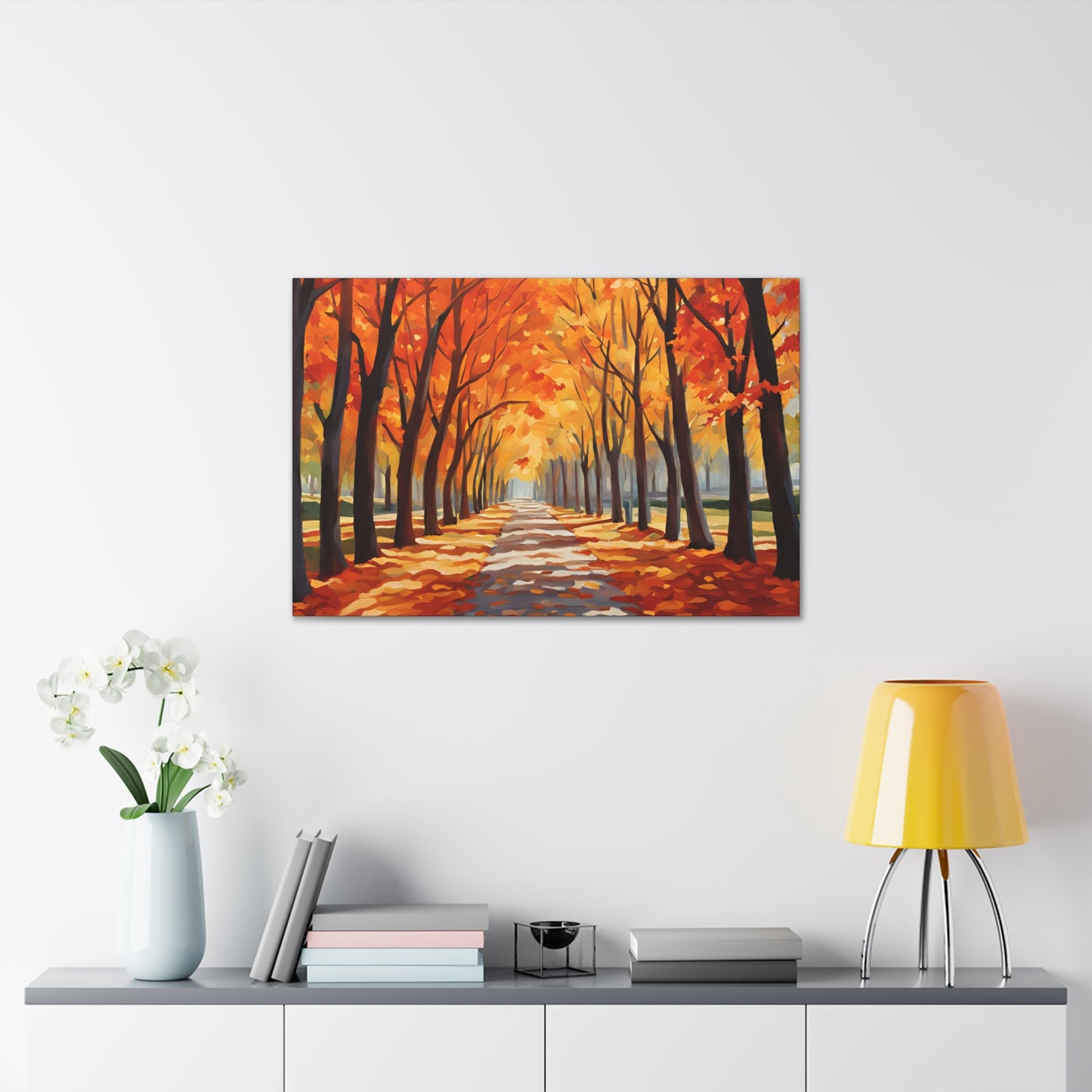 Canvas Wall Art - Autumn Path Canvas Gallery Wrap - Vibrant Fall Landscape Decor