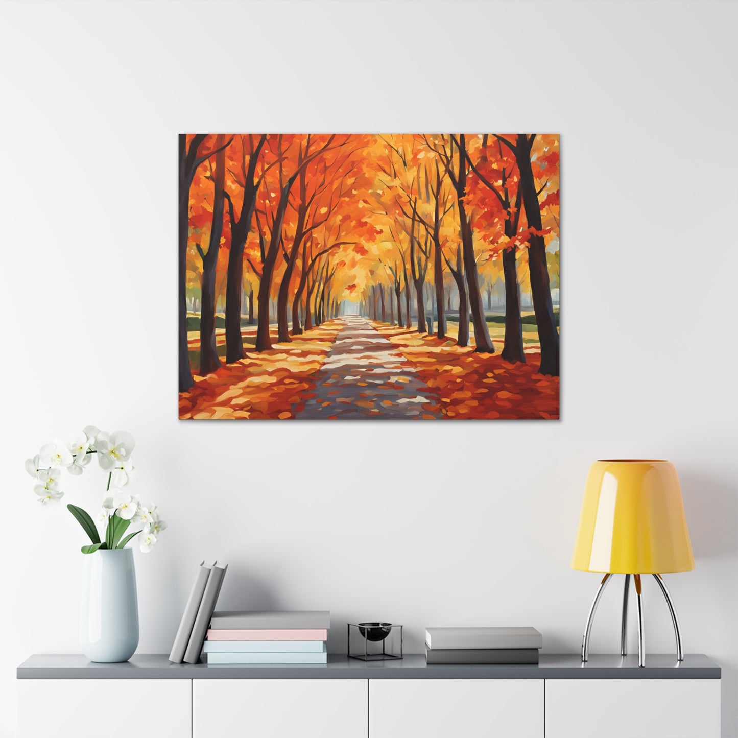 Canvas Wall Art - Autumn Path Canvas Gallery Wrap - Vibrant Fall Landscape Decor