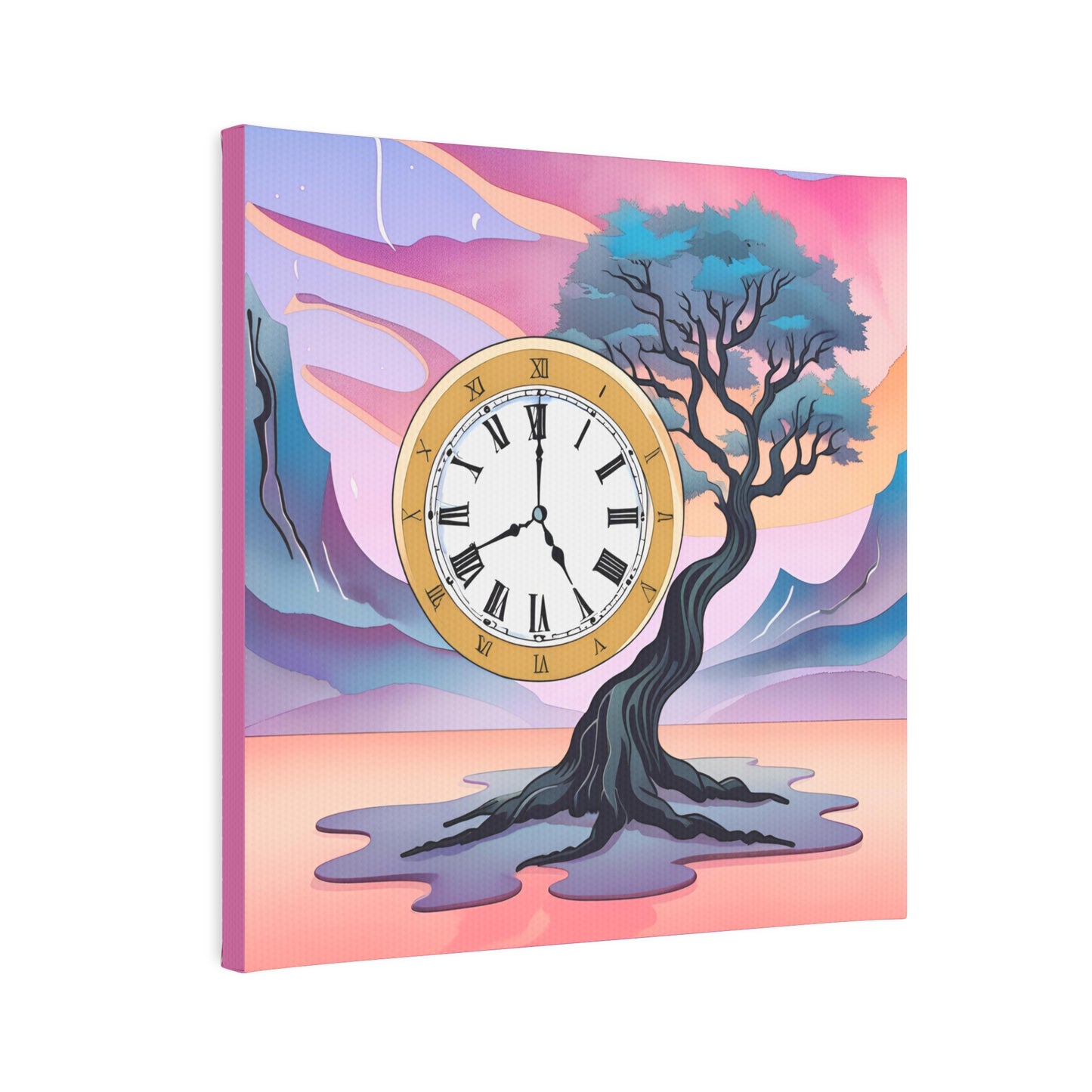 Wall Clock - Artistic Tree Canvas Photo Tile with Roman Numerals - Home Décor