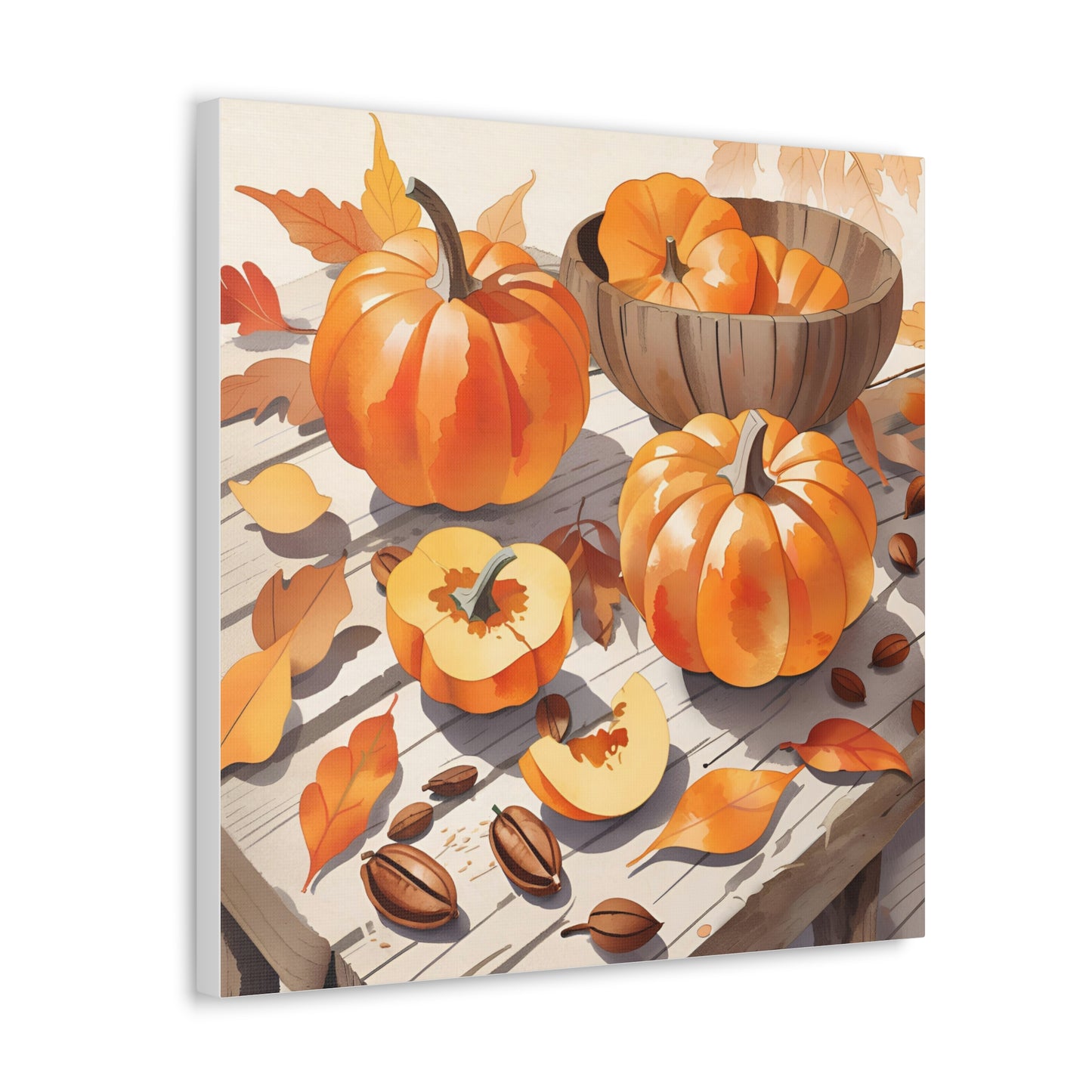 Autumn Pumpkin Canvas Gallery Wraps - Fall Decor for Home and Holidays Still Life Art