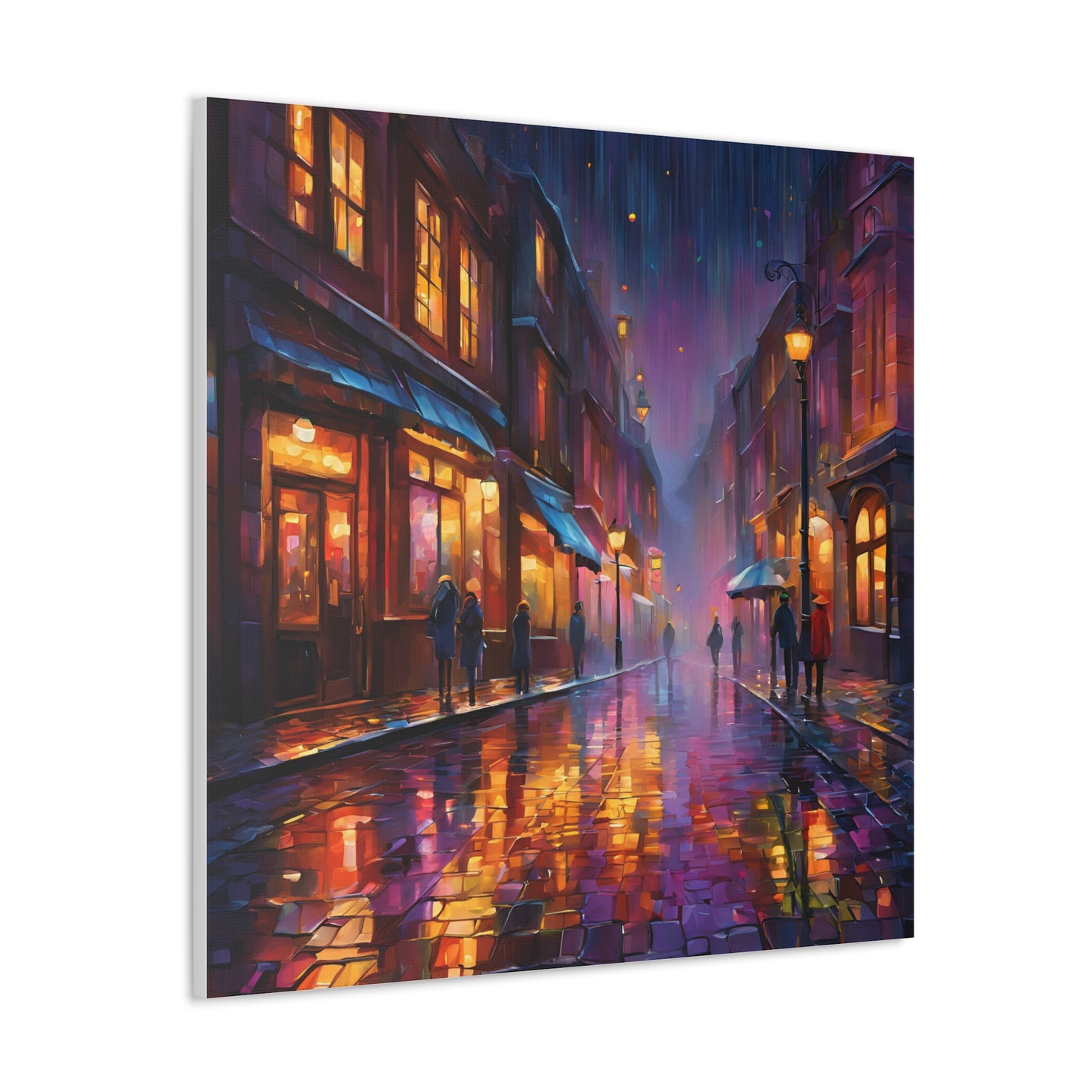 A Rainy Evening in the City Canvas Gallery Wraps - Urban Nightscape Art