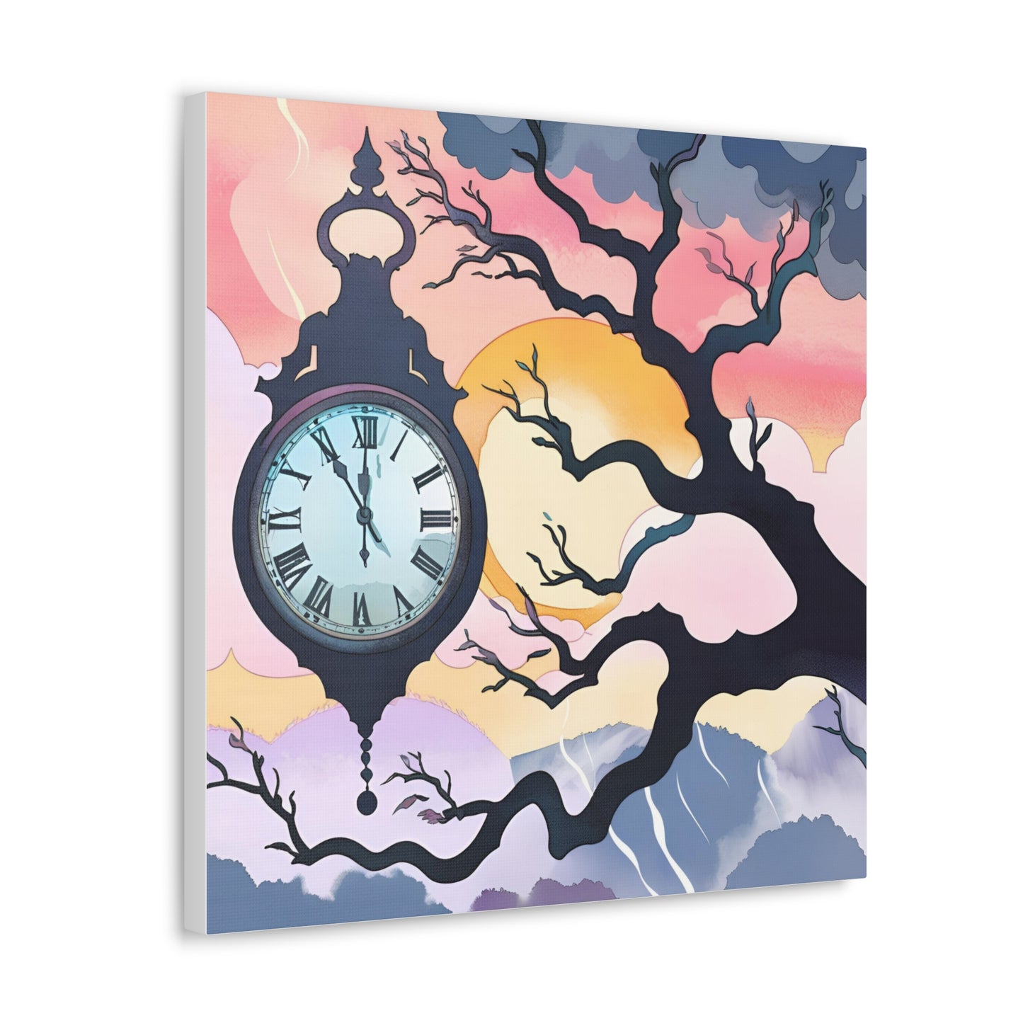 Dreamy Expressionism Canvas Gallery Wraps with Vintage Clock Design