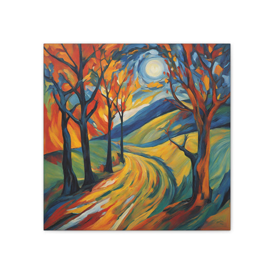 Vibrant Expressionism Art Canvas - Colorful Autumn Trees Wall Decor