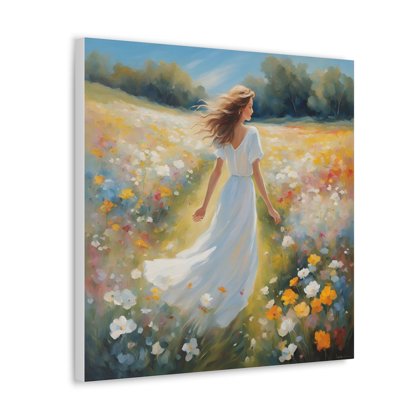 A Woman in a Flowing Dress Elegant Art for Home Decor