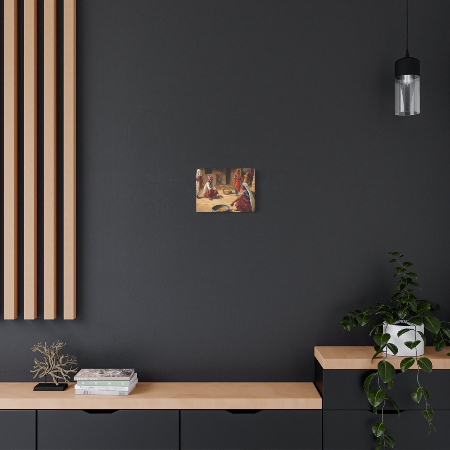 Cultural Matte Canvas Wall Art – Traditional Marketplace Scene