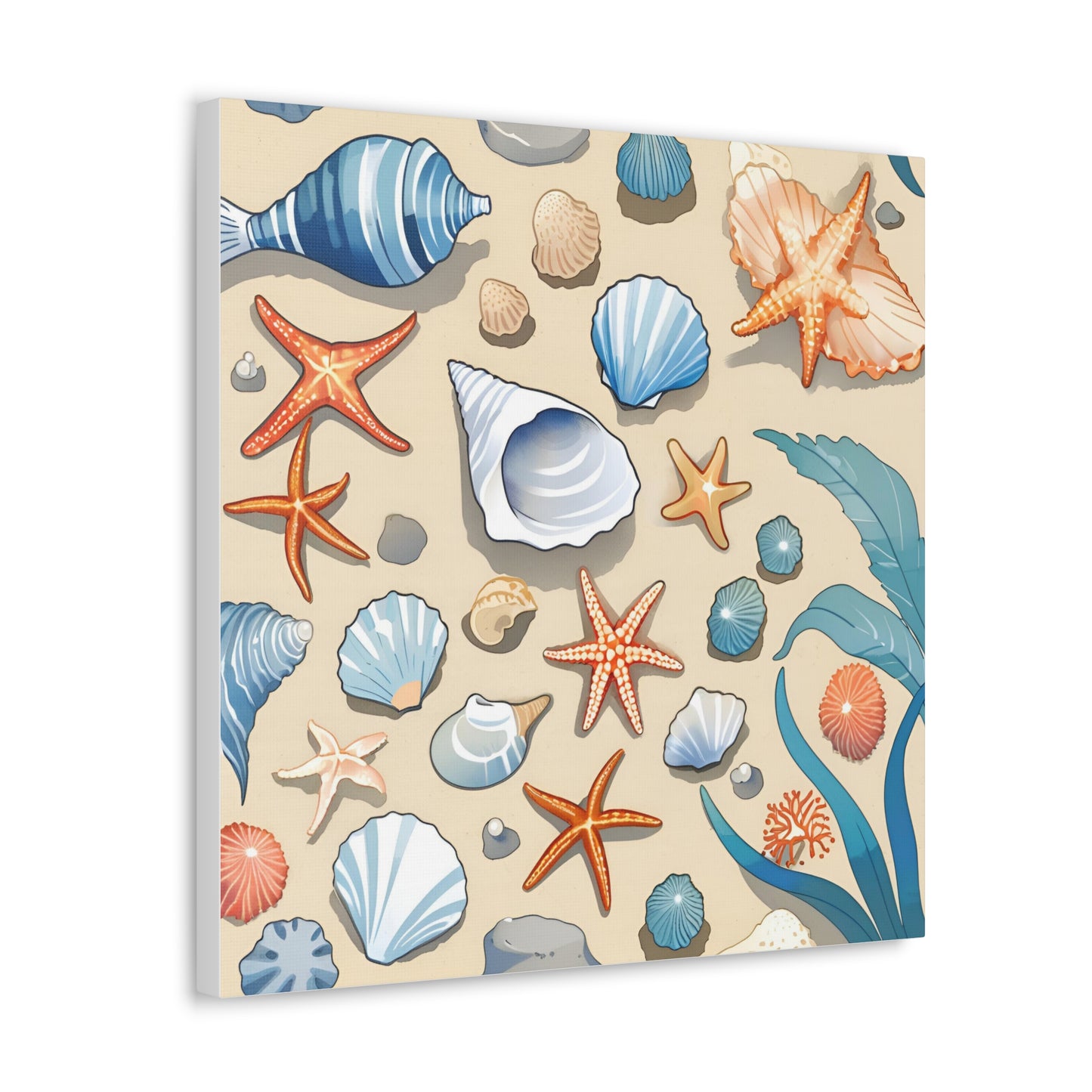 Coastal Seashell Canvas Gallery Wrap - Nautical Wall Art for Beach Lovers