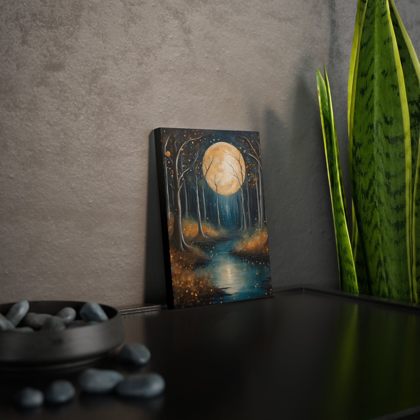 Moonlit Forest Canvas Photo Tile - Enchanting Nature Art for Home Decor