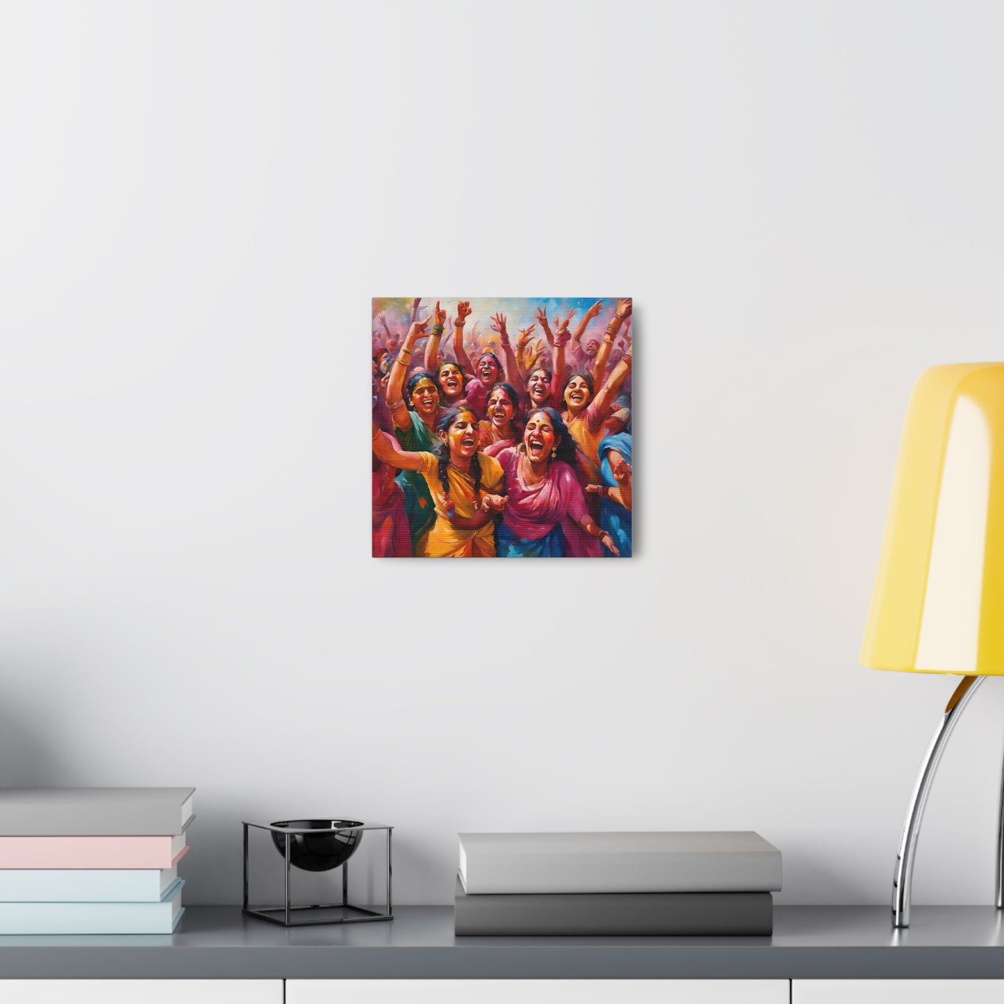 Vibrant Canvas Gallery Wrap - Joyful Celebration Holi Artwork