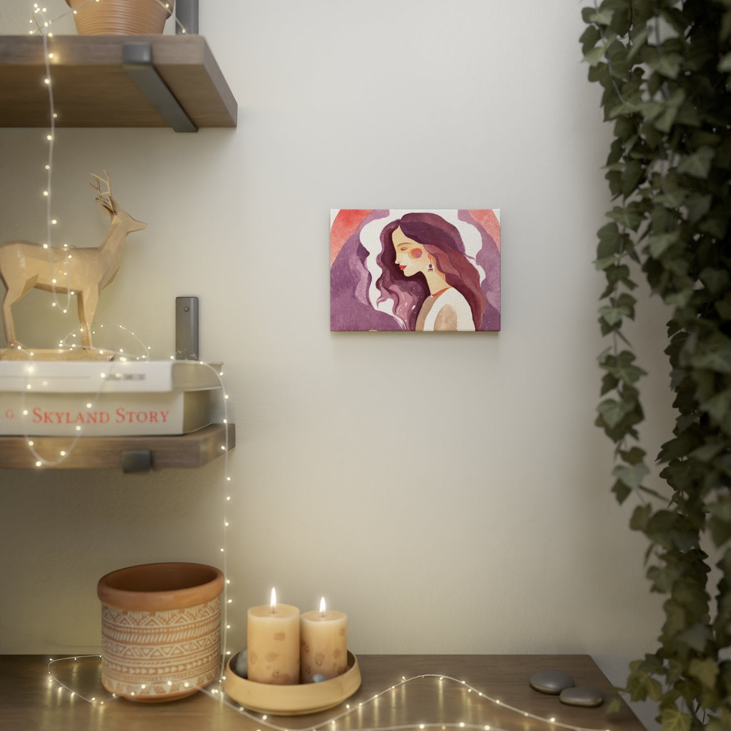 Artistic Canvas Photo Tile with Woman Illustration - Perfect Gift for Home Decor