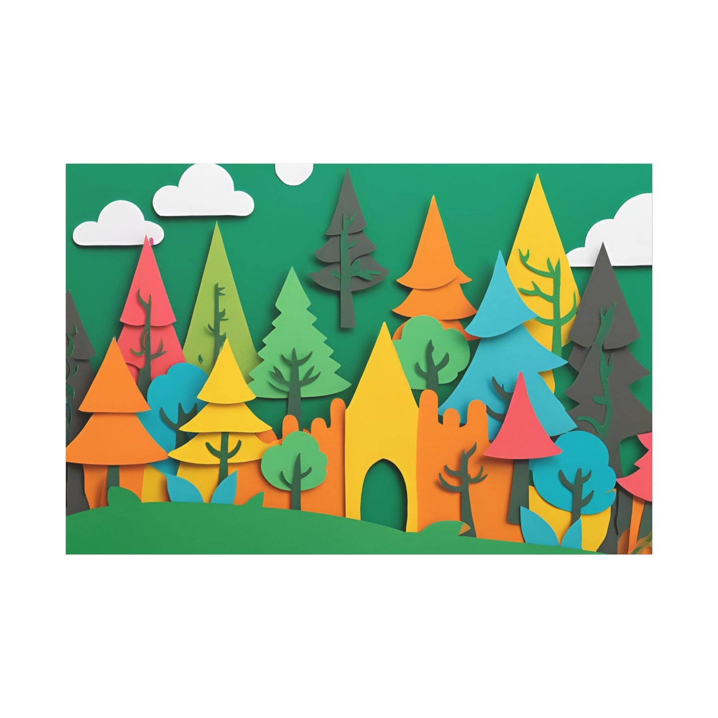 Vibrant Forest Castle Canvas Art