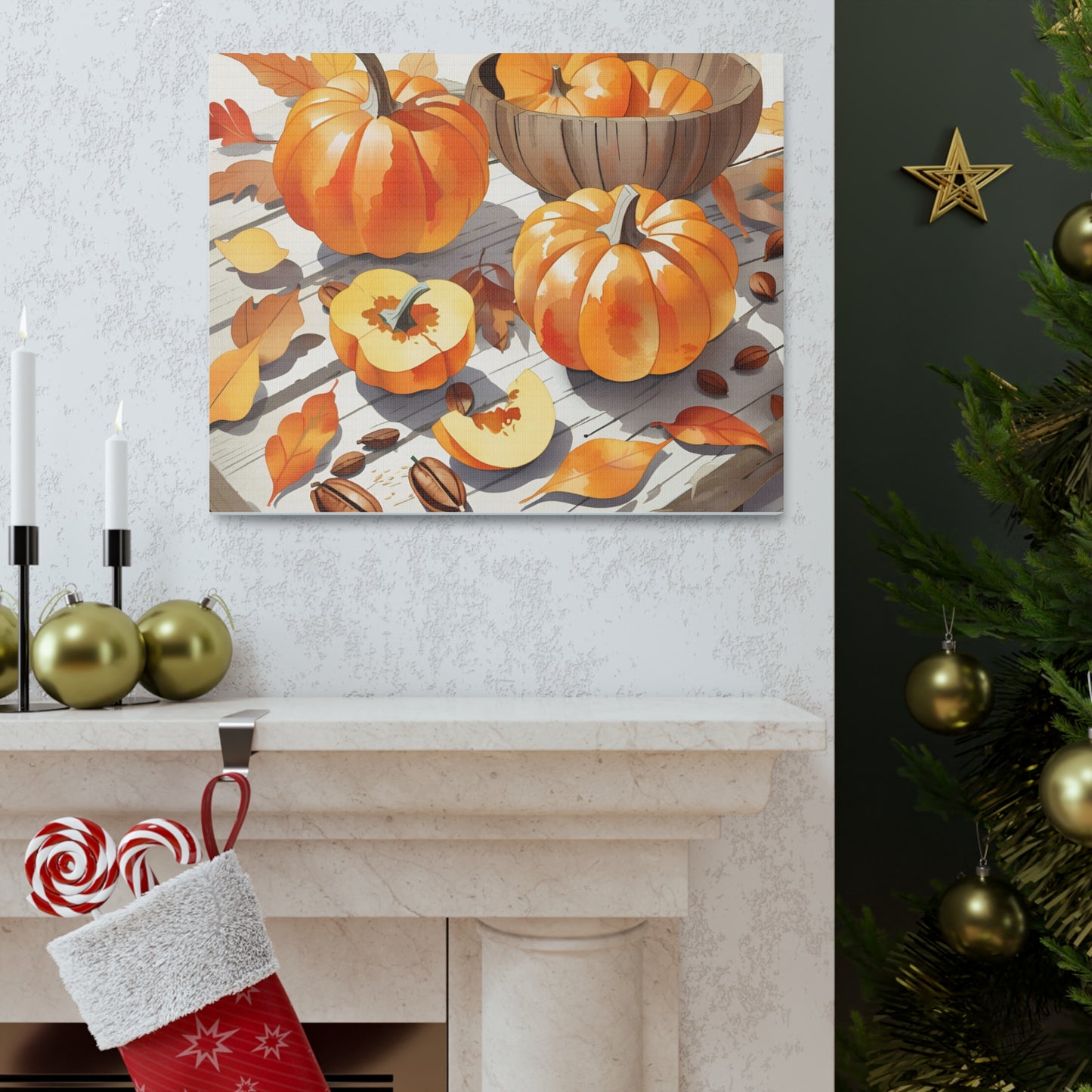 Autumn Pumpkin Canvas Gallery Wraps - Fall Decor for Home and Holidays Still Life Art