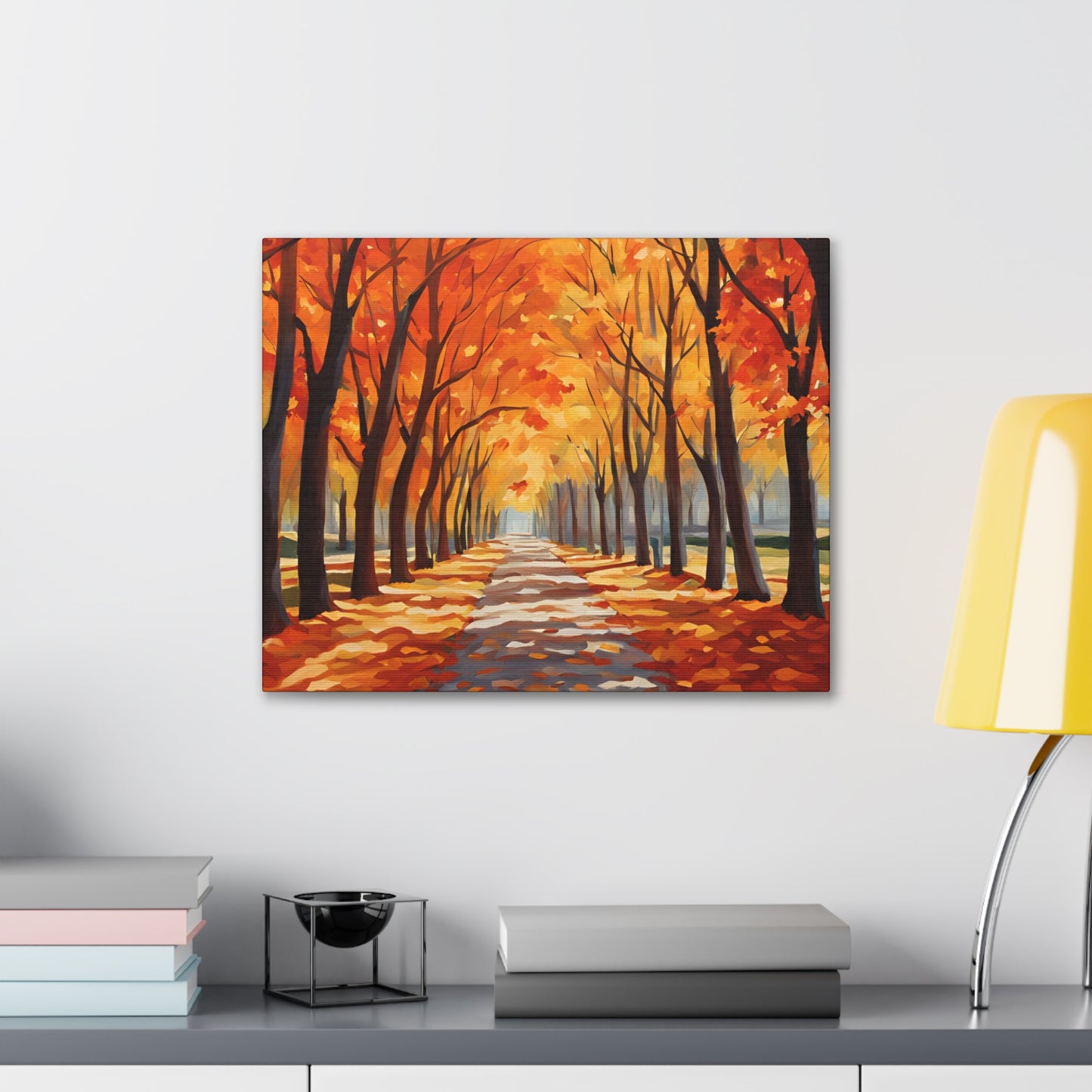 Canvas Wall Art - Autumn Path Canvas Gallery Wrap - Vibrant Fall Landscape Decor