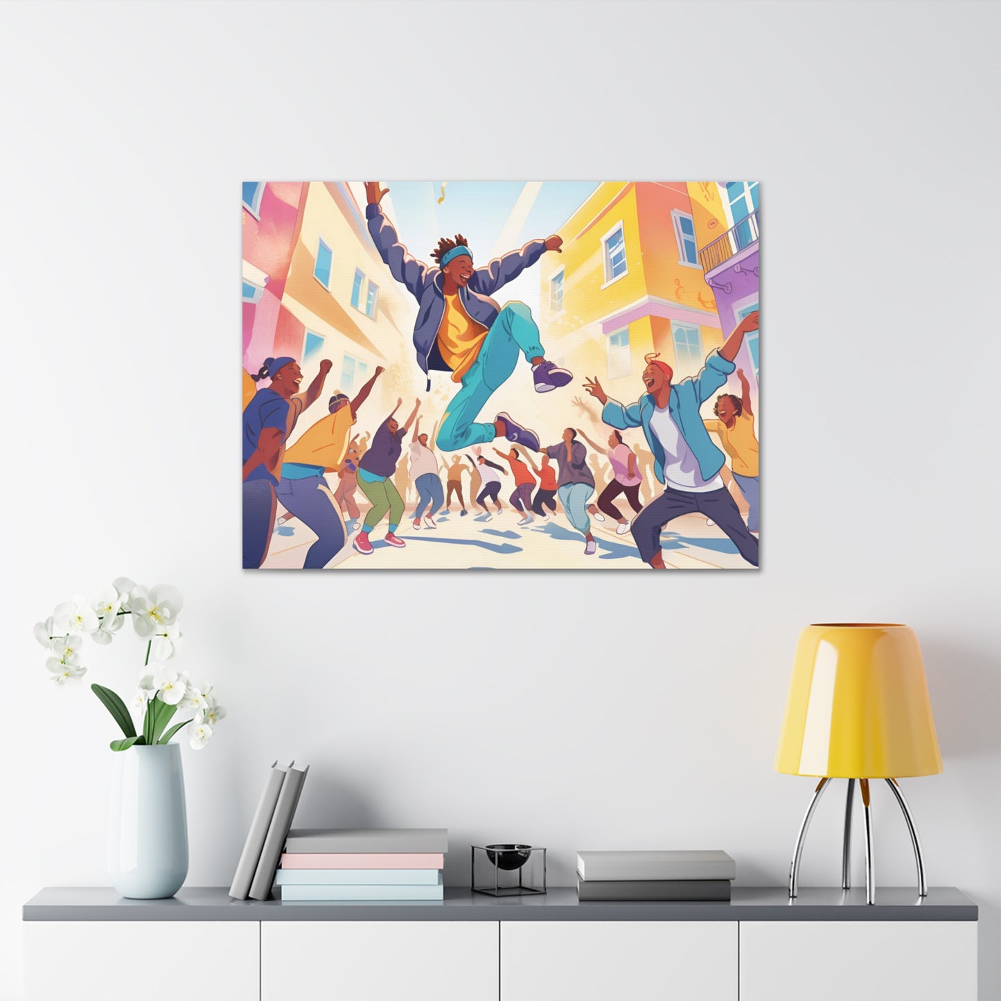 Vibrant Street Performer Celebration Canvas Gallery Wrap