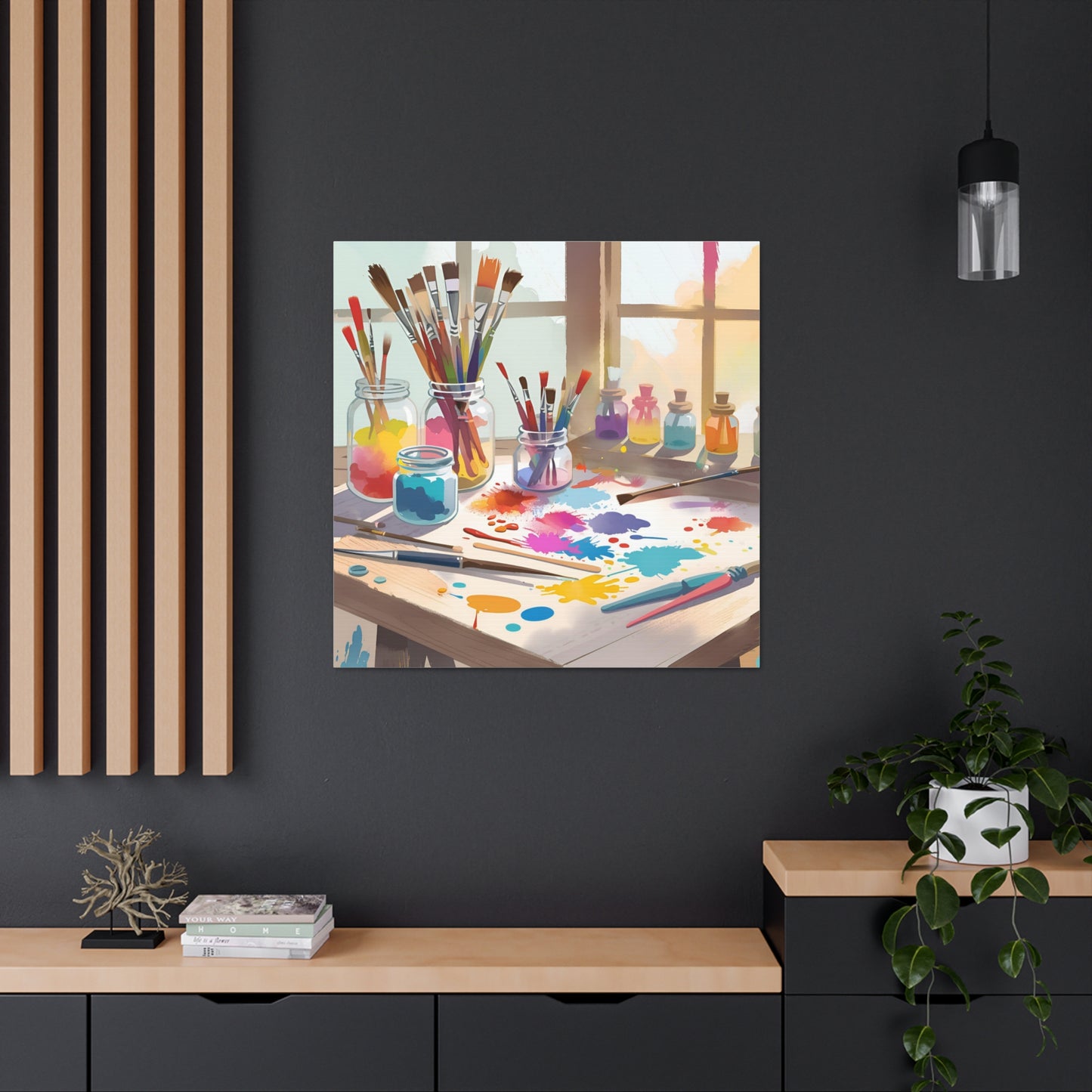 Artistic Canvas Gallery Wraps - Colorful Paint Palette Design for Creative Spaces