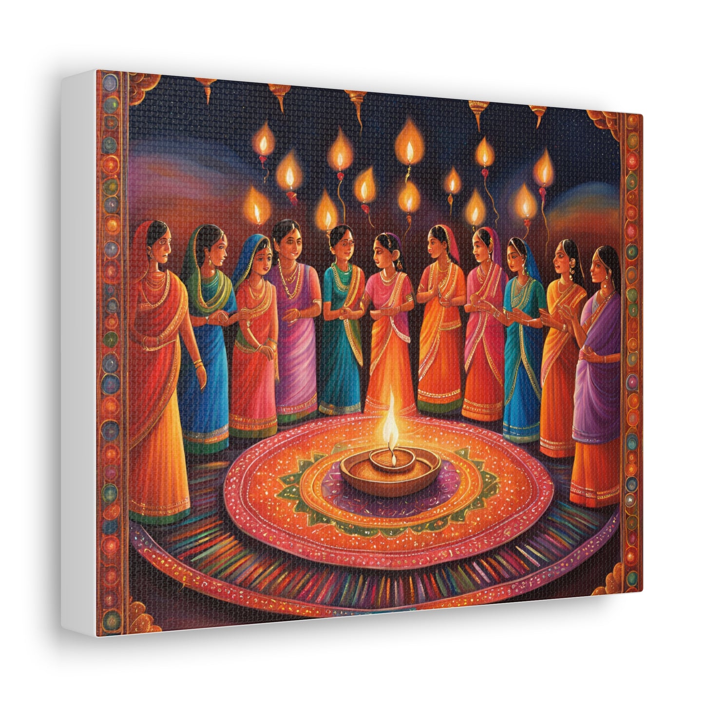 Diwali Celebration Canvas Gallery Wrap - Colorful Art of Tradition and Light