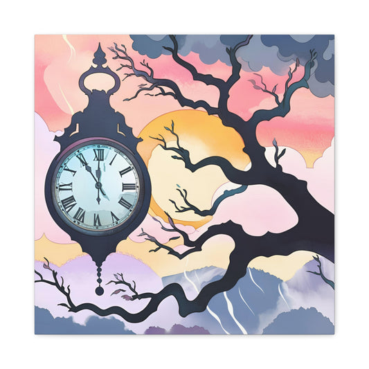 Dreamy Expressionism Canvas Gallery Wraps with Vintage Clock Design