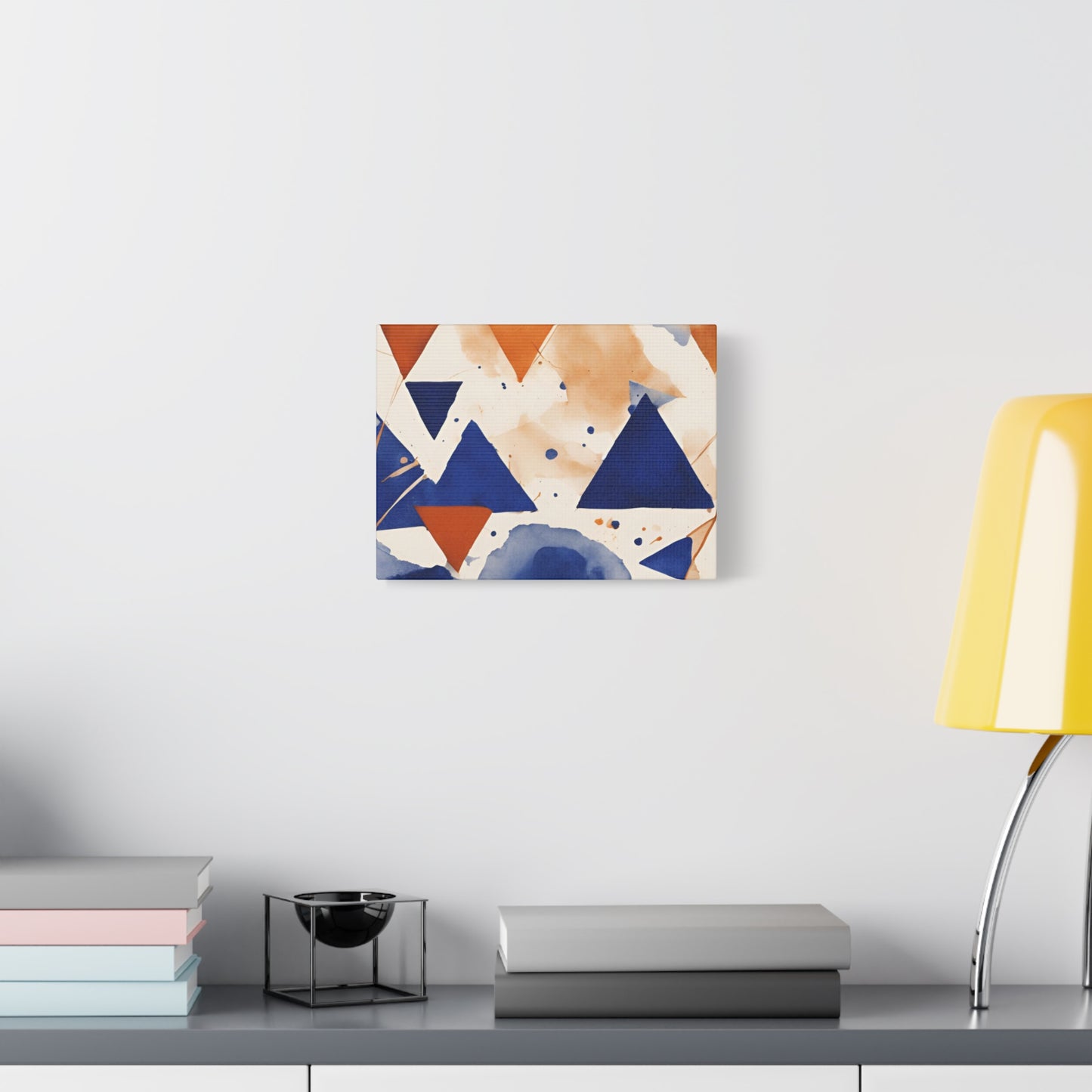 Geometric Art Canvas - Modern Blue and Orange Abstract Wall Decor for Contemporary Spaces