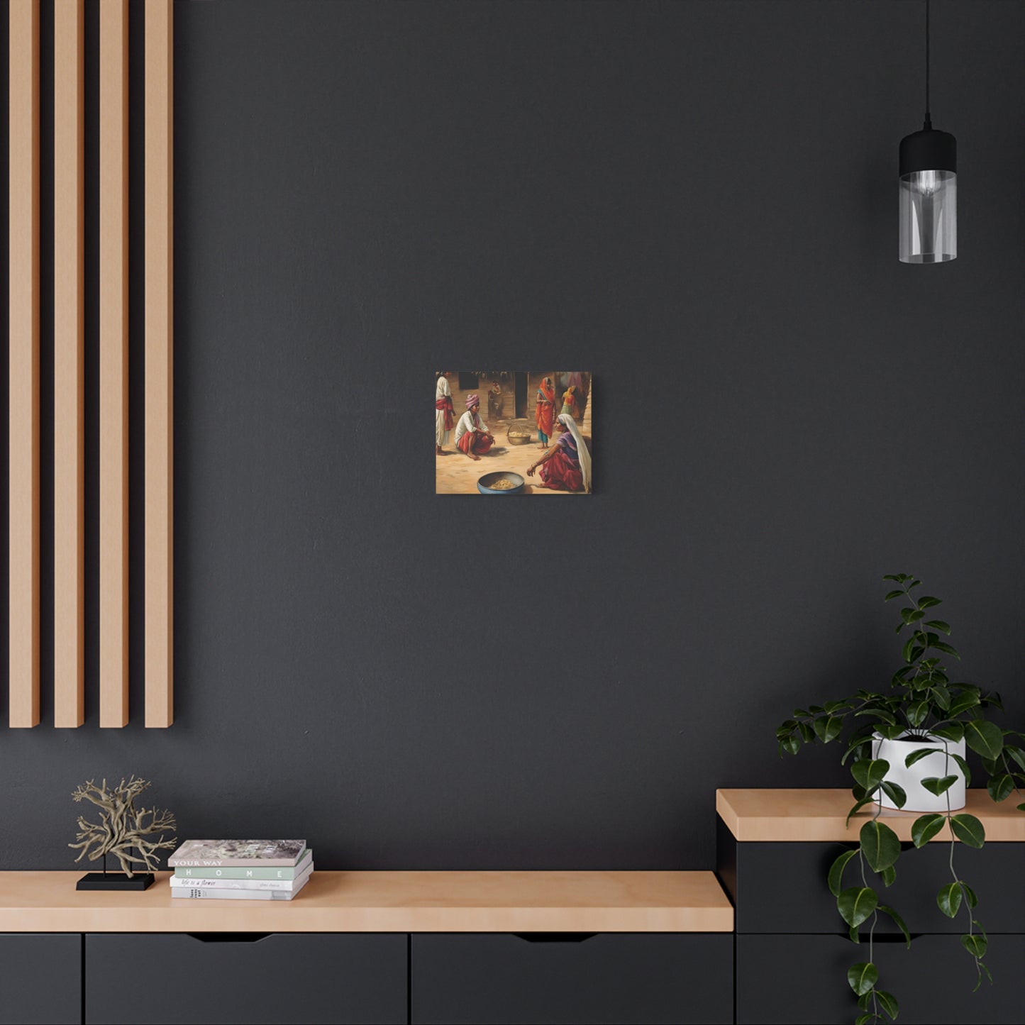 Cultural Matte Canvas Wall Art – Traditional Marketplace Scene