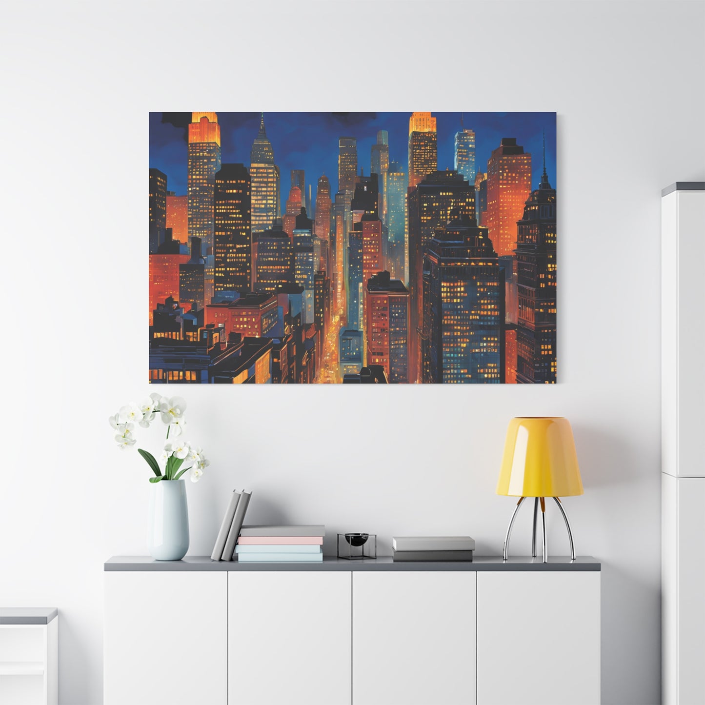 New York City Nightscape Matte Canvas Print – Stunning Skyline Art for Home & Office