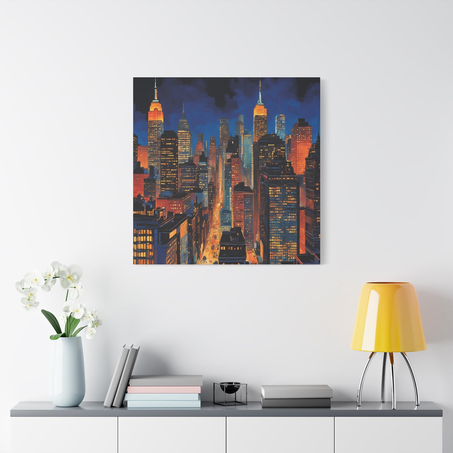 New York City Nightscape Matte Canvas Print – Stunning Skyline Art for Home & Office