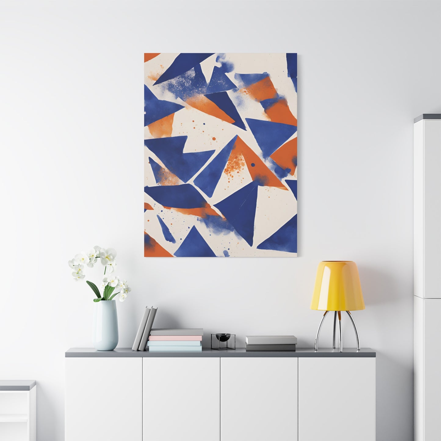 Geometric Art Canvas - Modern Blue and Orange Abstract Wall Decor for Contemporary Spaces