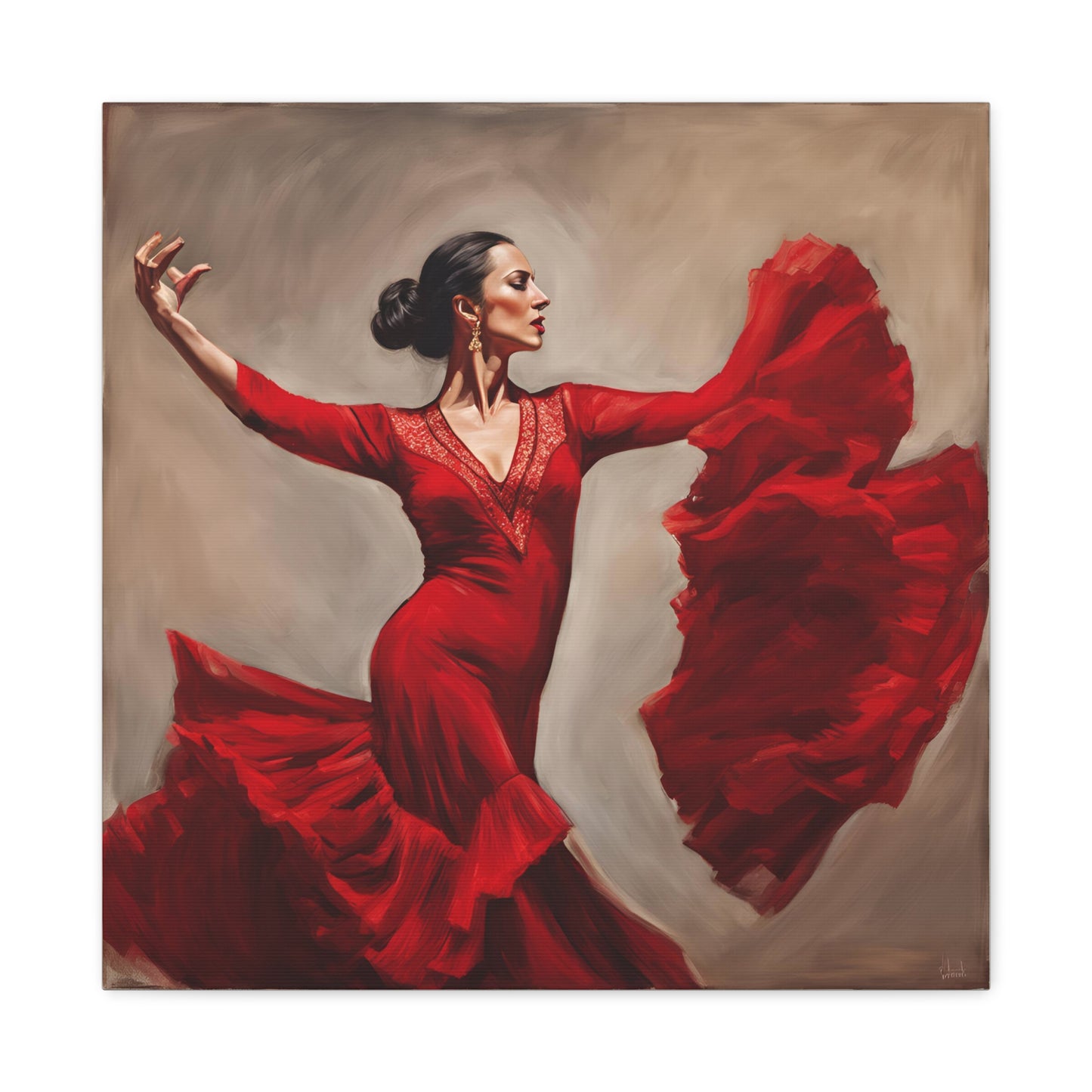 Elegant Flamenco Dancer Canvas Gallery Wrap - Vibrant Wall Art for Dance Lovers