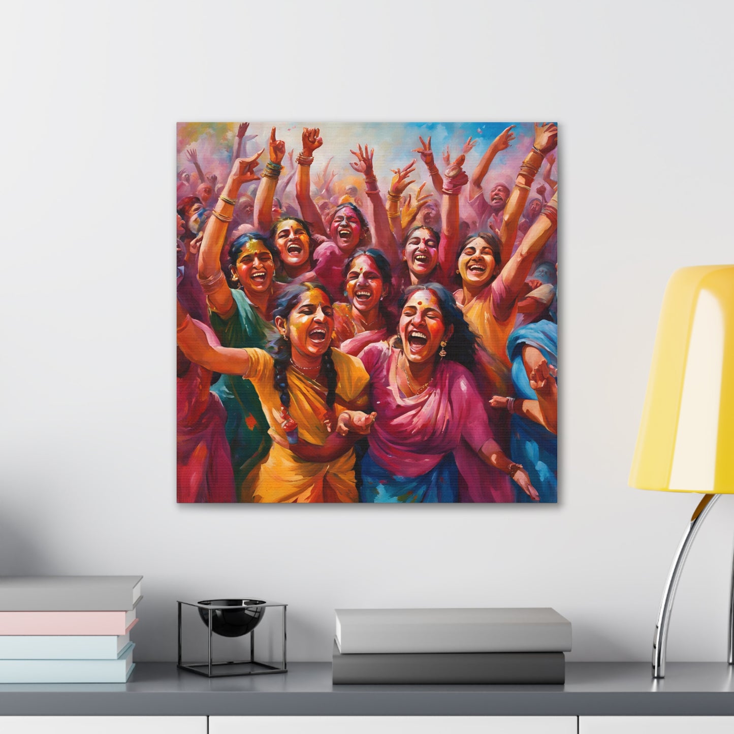 Vibrant Canvas Gallery Wrap - Joyful Celebration Holi Artwork