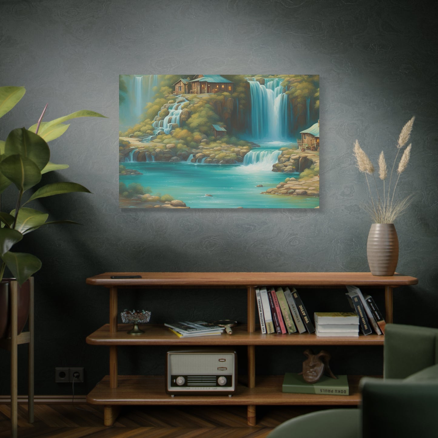 Serene Waterfall Canvas Art – Tranquil Nature Wall Decor for Home