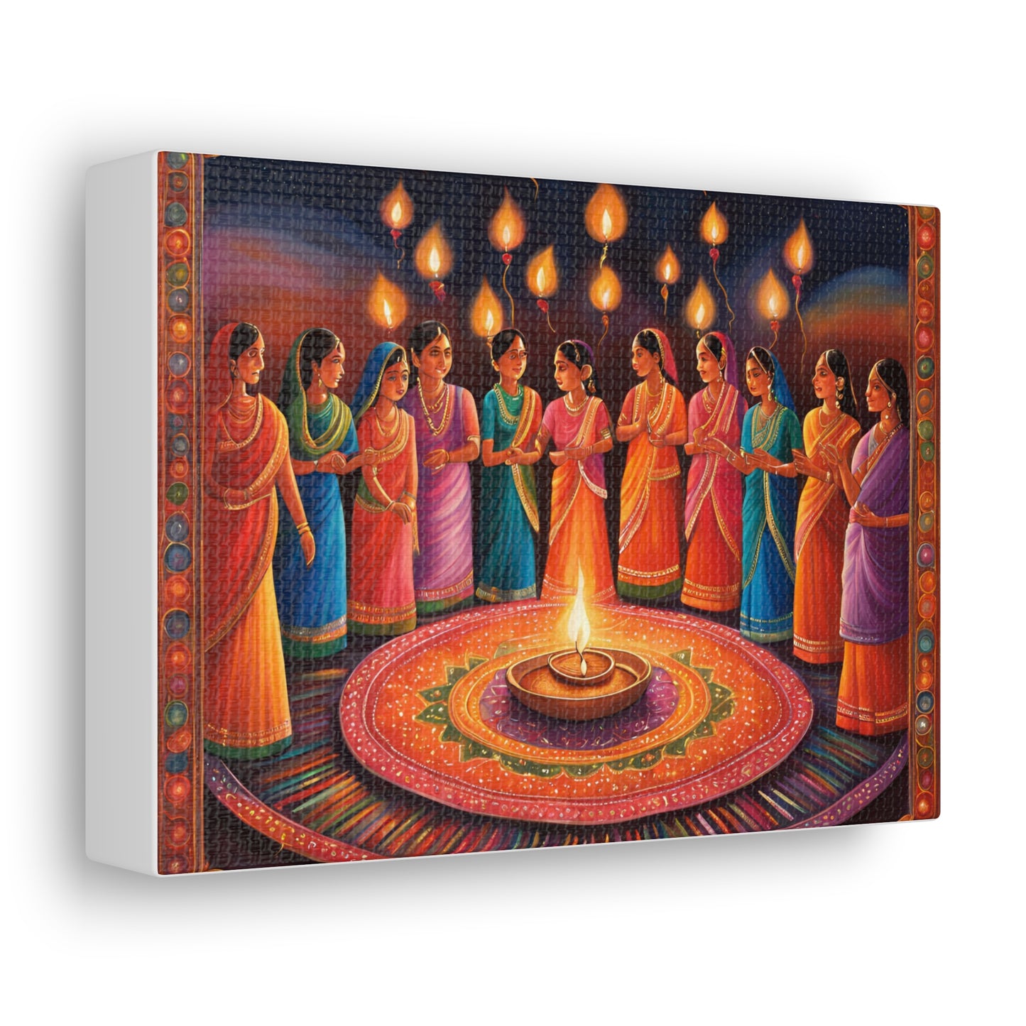 Diwali Celebration Canvas Gallery Wrap - Colorful Art of Tradition and Light