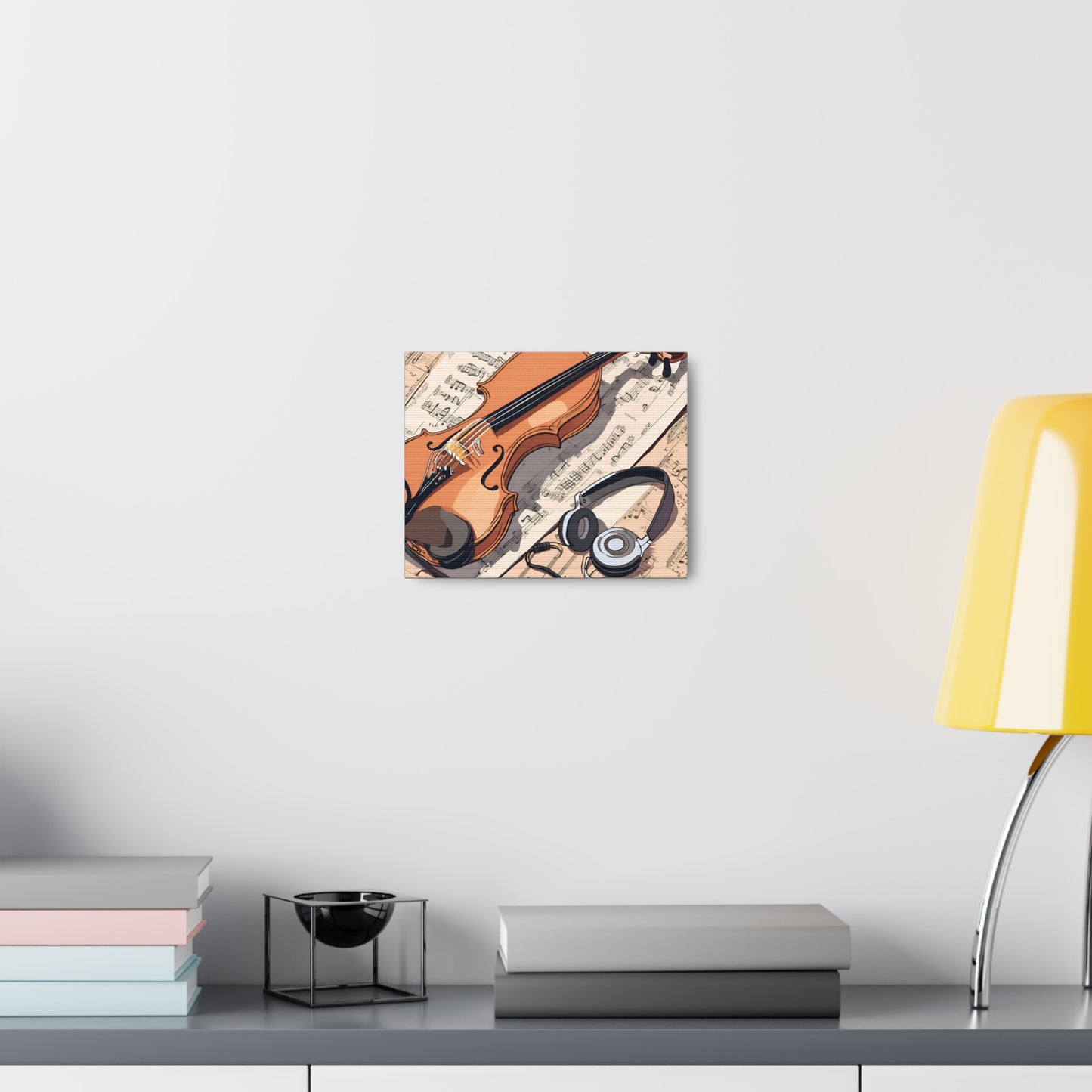 Musical Canvas Gallery Wrap – Violin and Headphones Wall Art