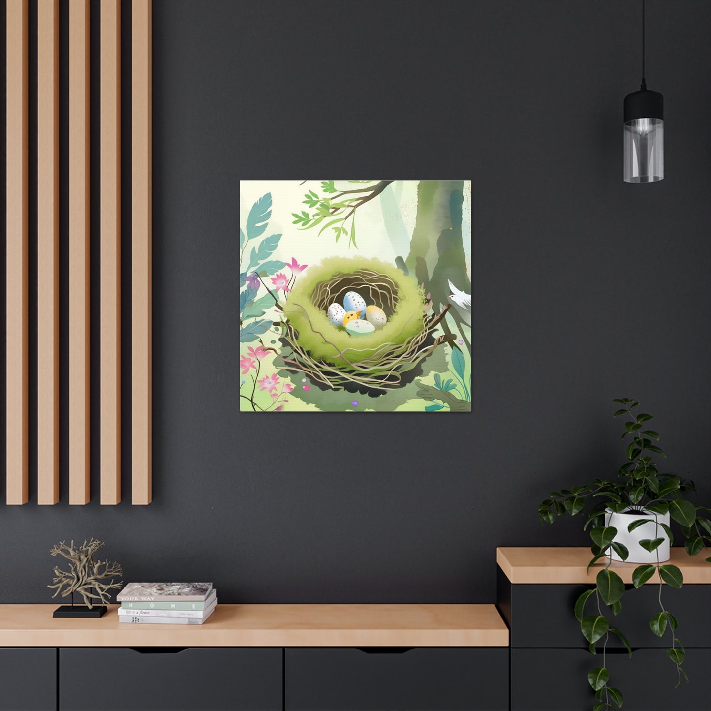 Spring Nest Canvas Gallery Wrap - Nature Artwork for Home Decor