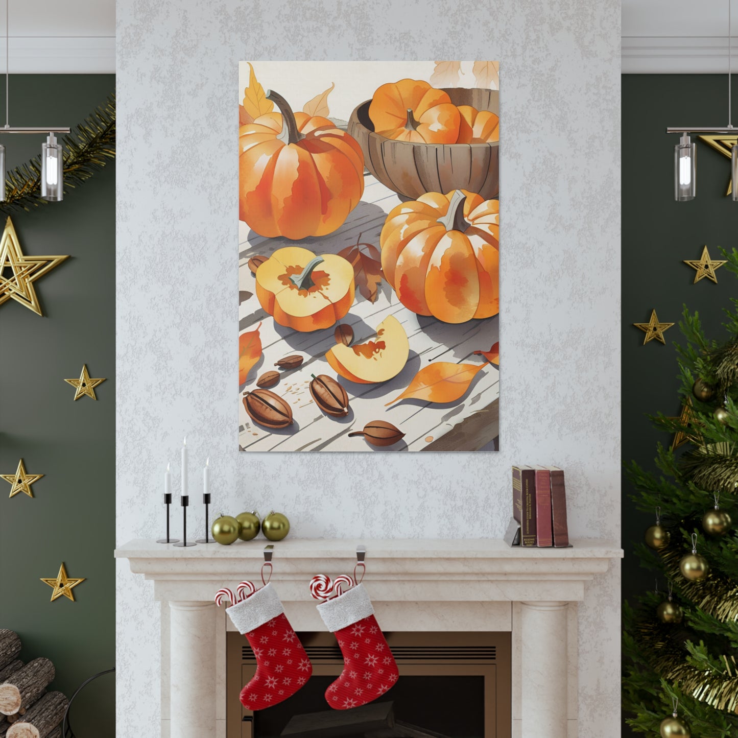 Autumn Pumpkin Canvas Gallery Wraps - Fall Decor for Home and Holidays Still Life Art