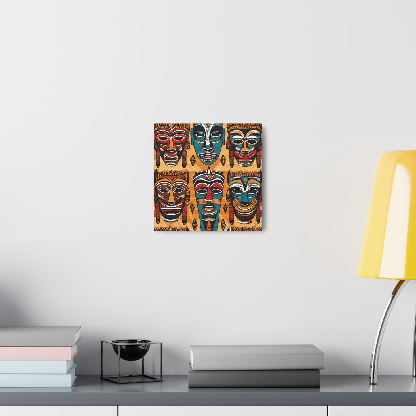 Vibrant African Tribal Masks & Symbols Canvas Gallery Wraps - Unique African Art Home Decor