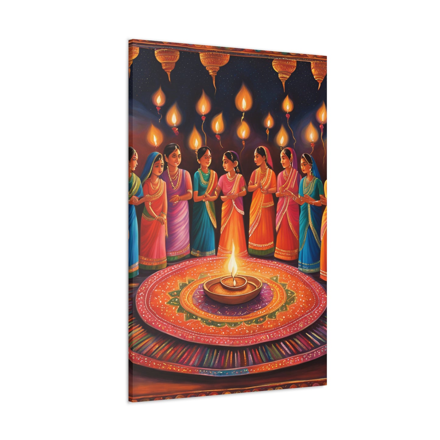 Diwali Celebration Canvas Gallery Wrap - Colorful Art of Tradition and Light