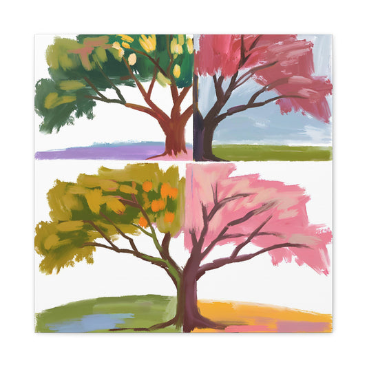 Four Seasons Tree Canvas Gallery Wraps – Nature-Inspired Home Decor