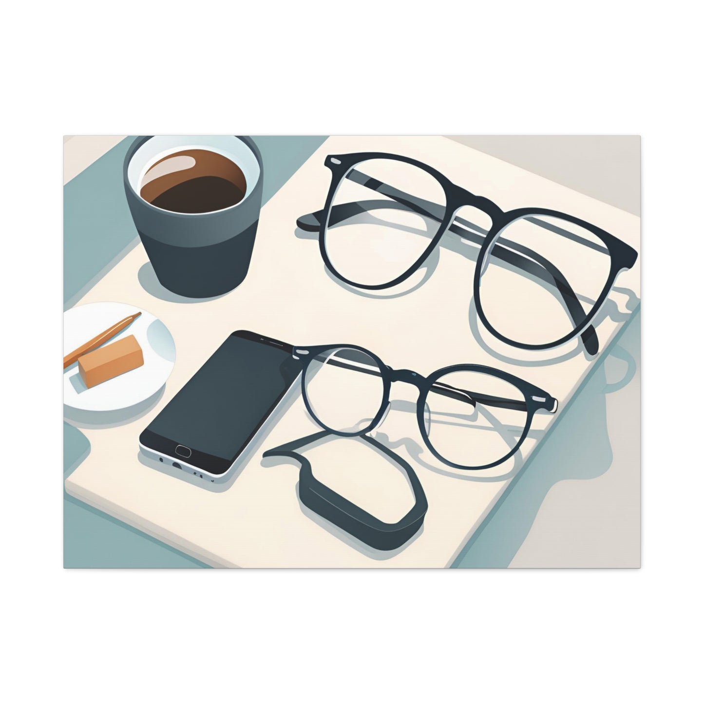 Modern Coffee & Glasses Canvas Gallery Wrap