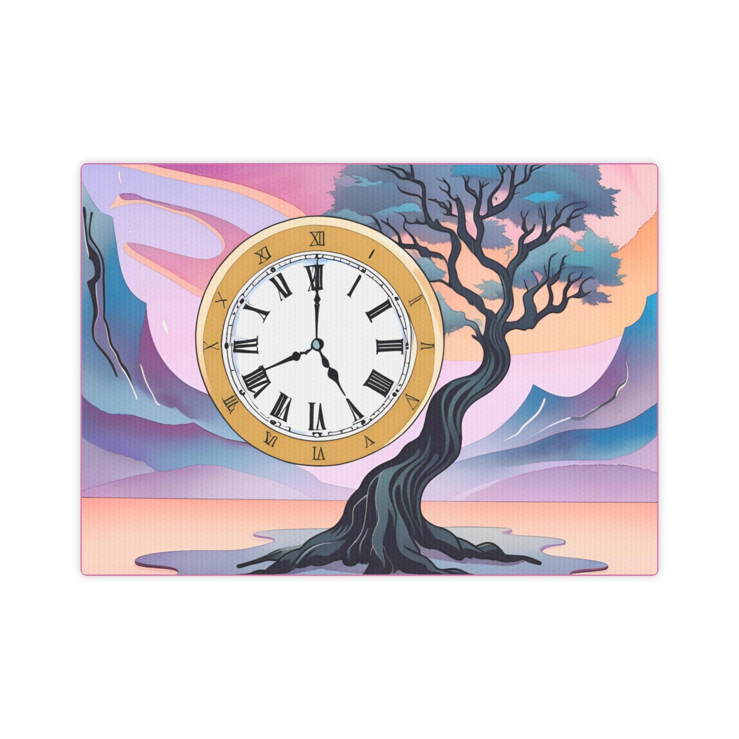 Wall Clock - Artistic Tree Canvas Photo Tile with Roman Numerals - Home Décor