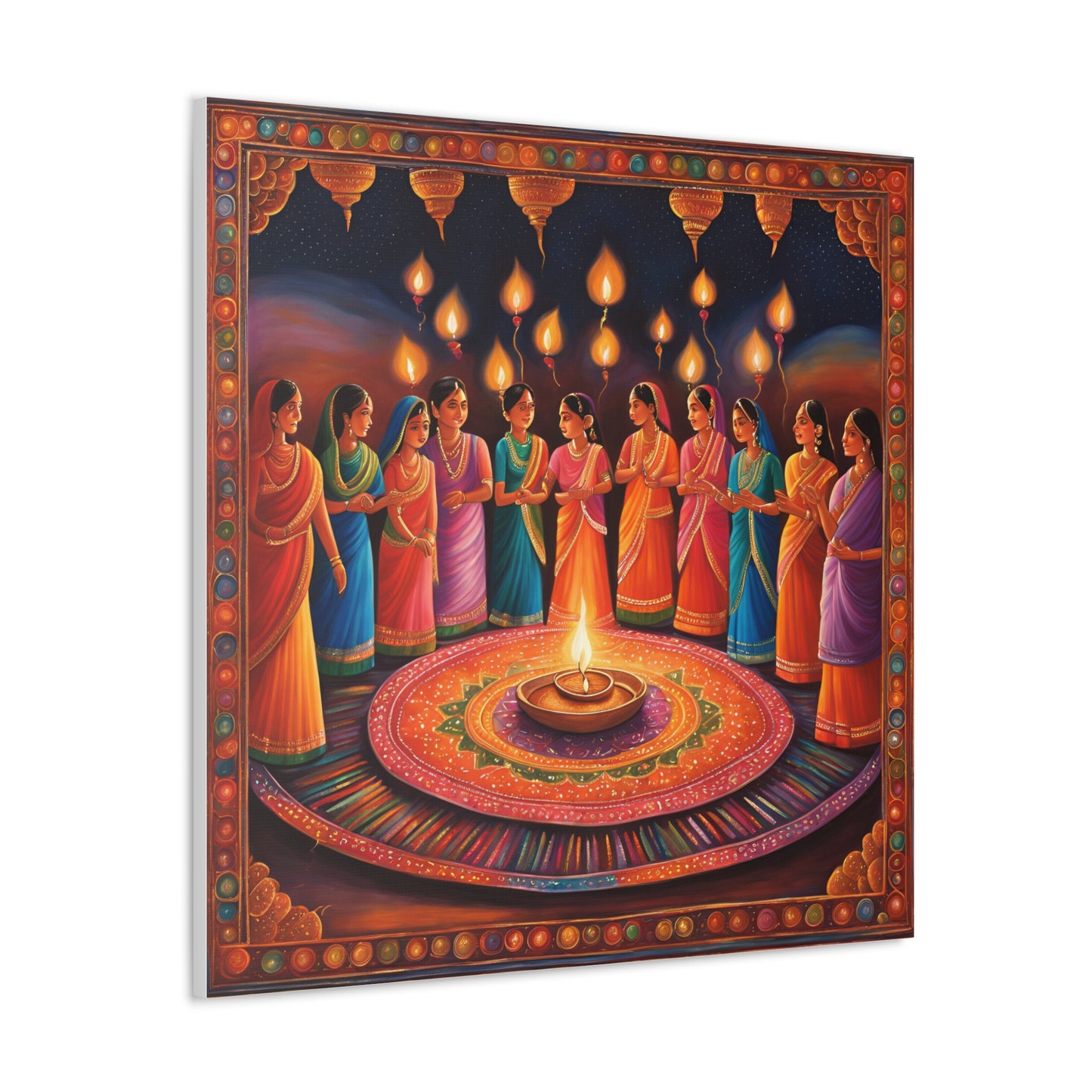 Diwali Celebration Canvas Gallery Wrap - Colorful Art of Tradition and Light