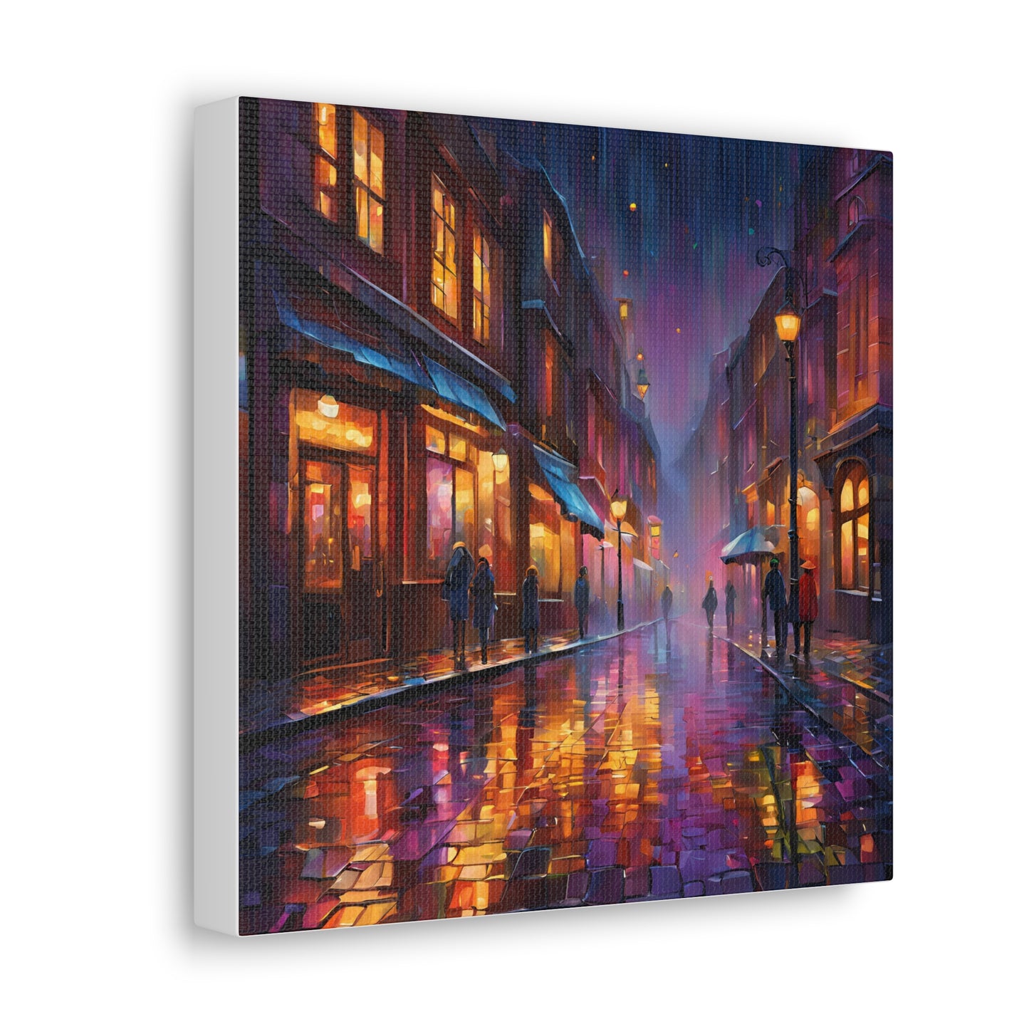 A Rainy Evening in the City Canvas Gallery Wraps - Urban Nightscape Art