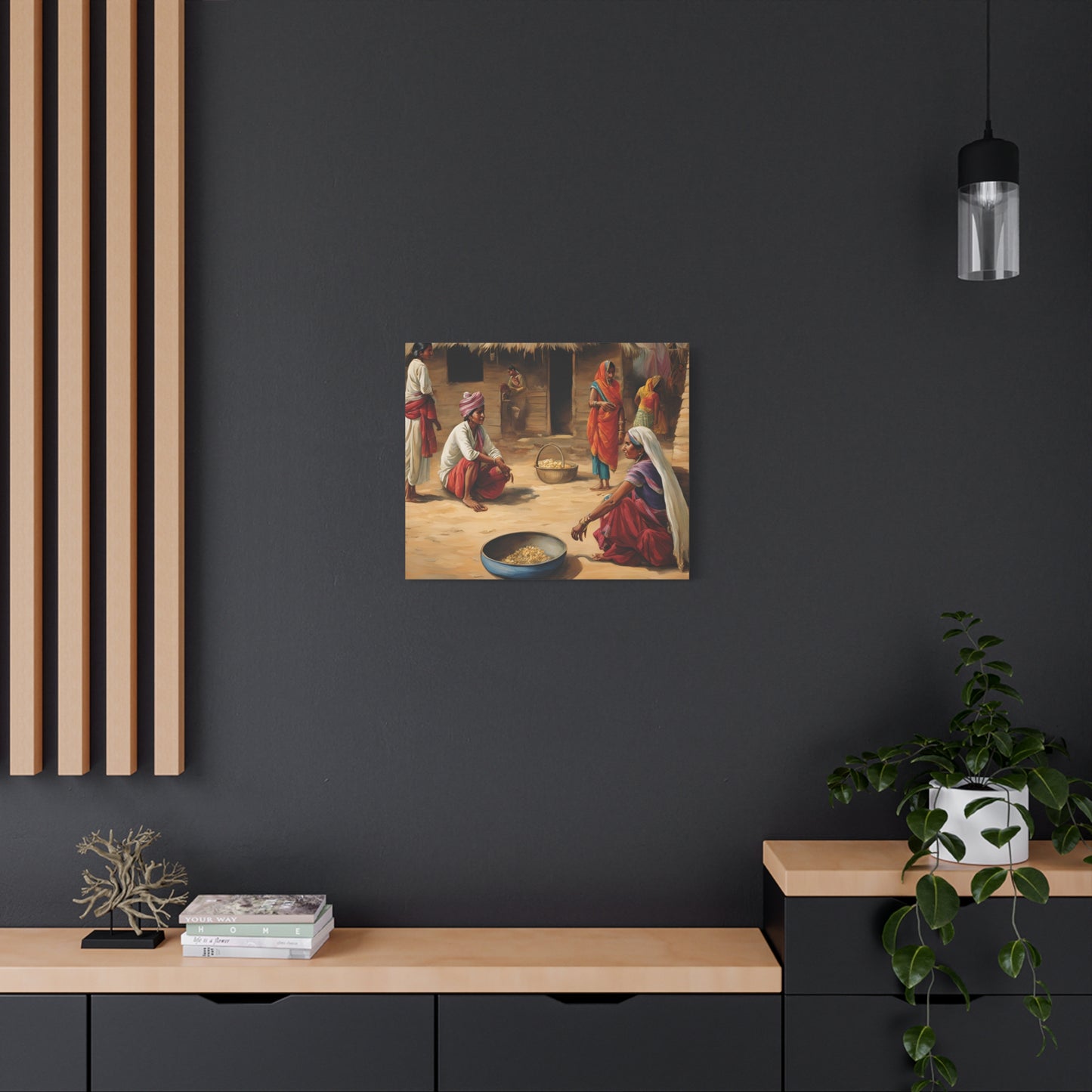 Cultural Matte Canvas Wall Art – Traditional Marketplace Scene