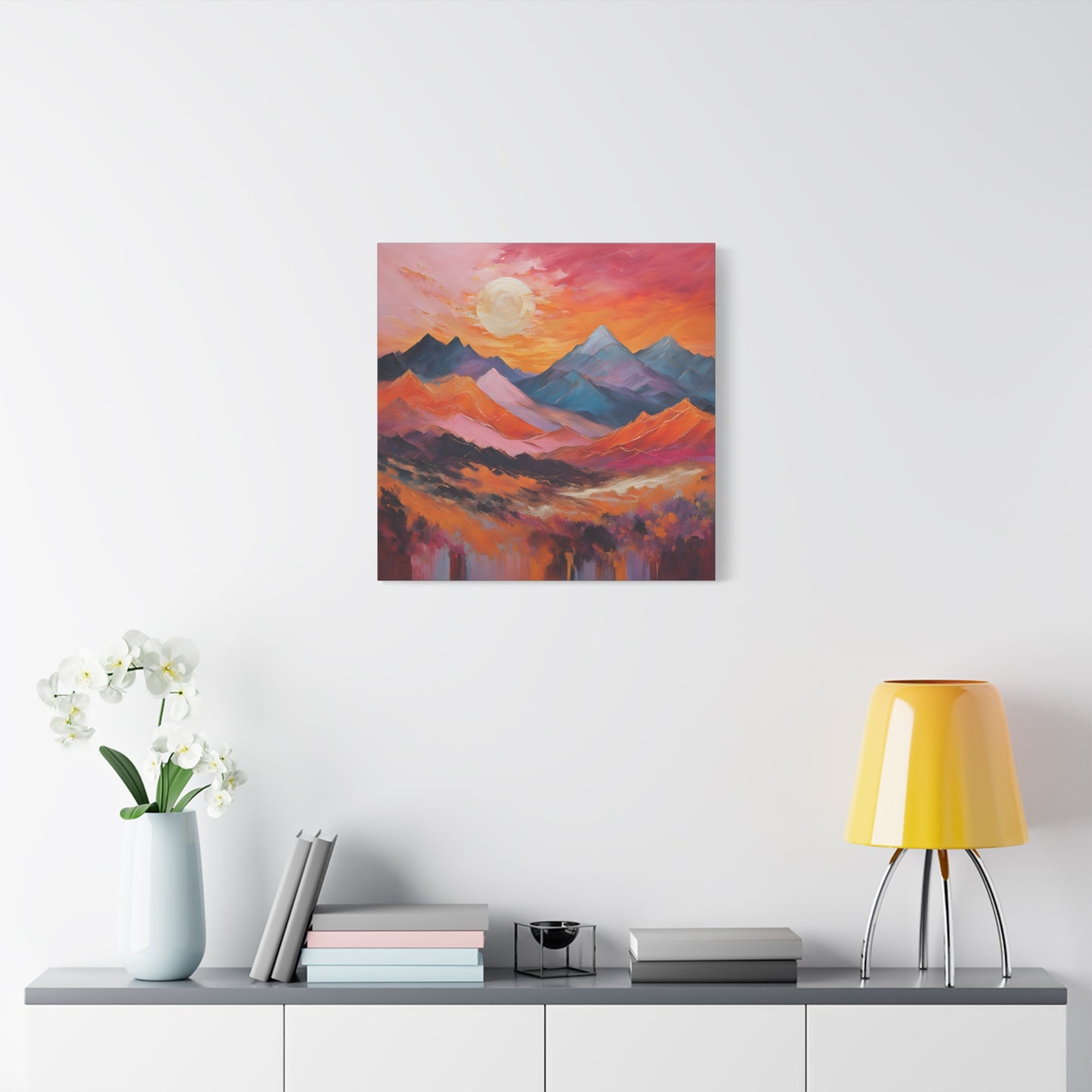 Mountain Sunset Canvas Art - Vibrant Landscape Wall Decor | Crafted Canvass