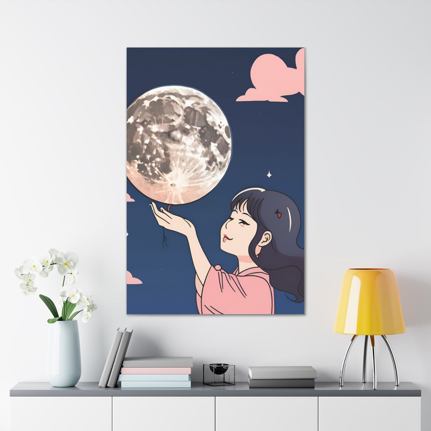 Canvas Gallery Wraps - Girl Holding the Moon Wall Art