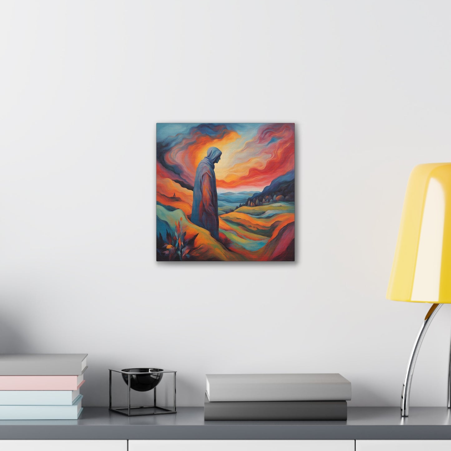 Expressionism Canvas Art - Serenity in Colorful Mountains