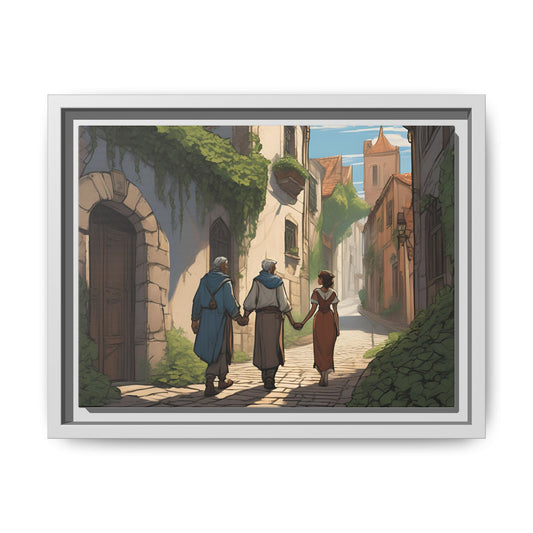 Charming Framed Matte Canvas Art - Whimsical Street Scene