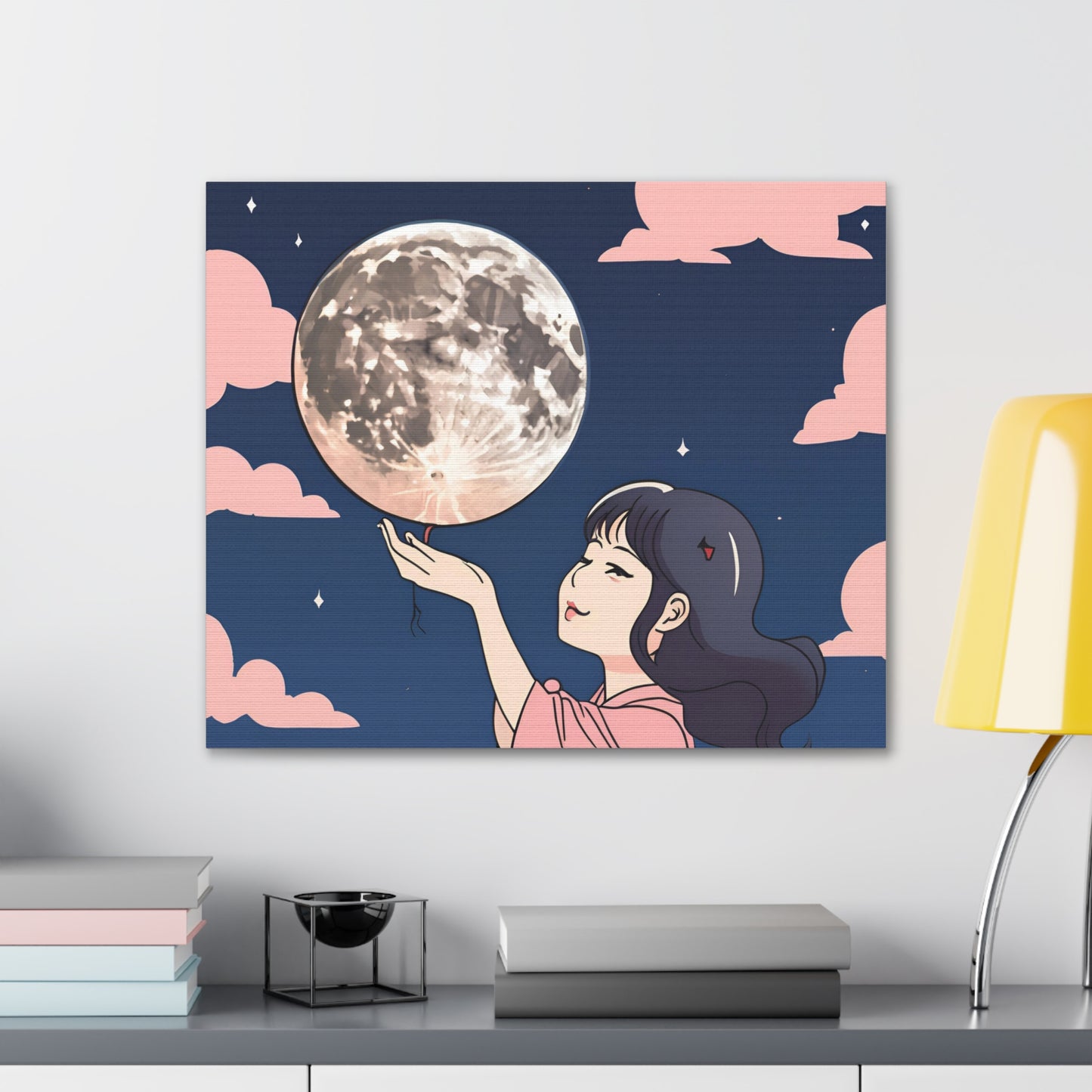 Canvas Gallery Wraps - Girl Holding the Moon Wall Art