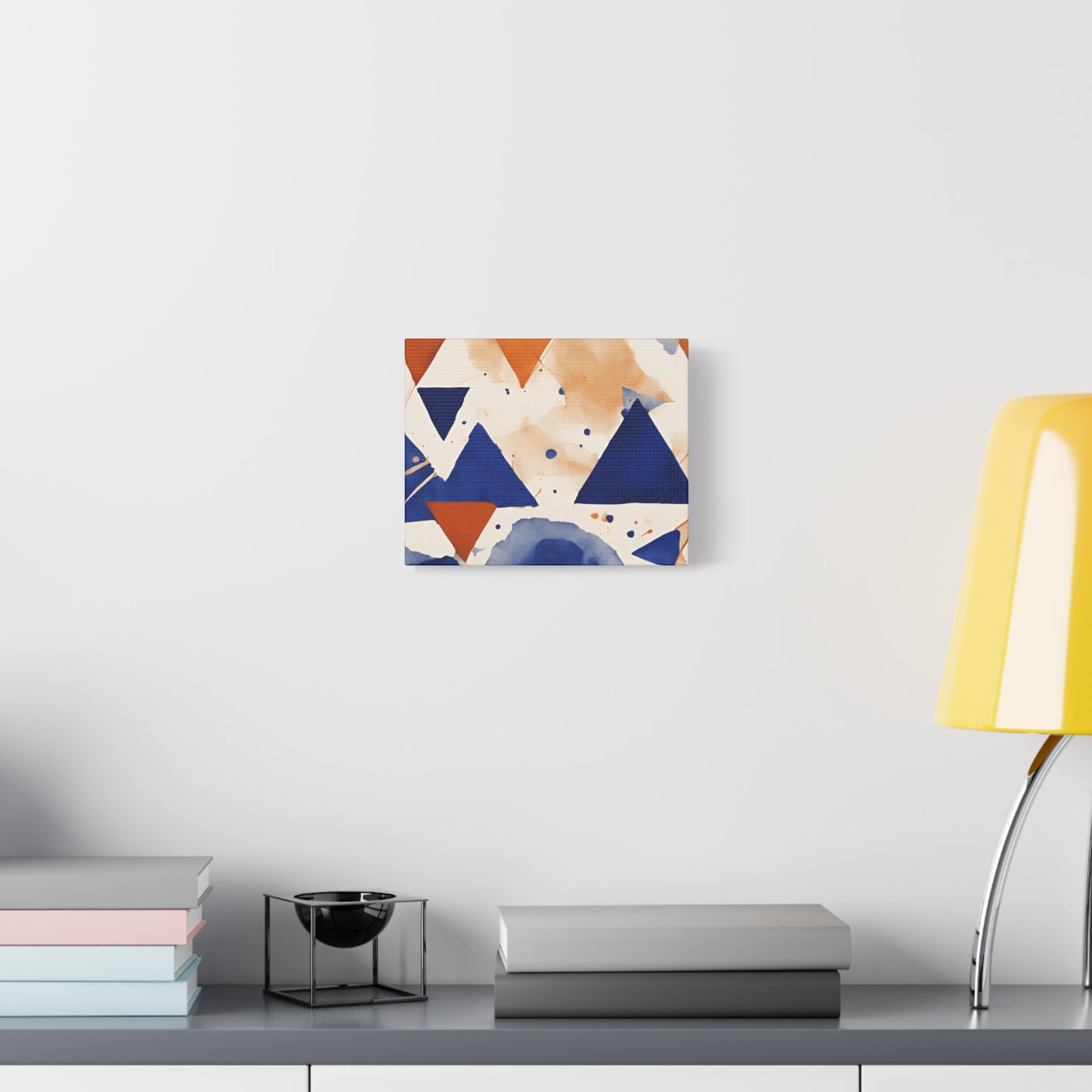 Geometric Art Canvas - Modern Blue and Orange Abstract Wall Decor for Contemporary Spaces