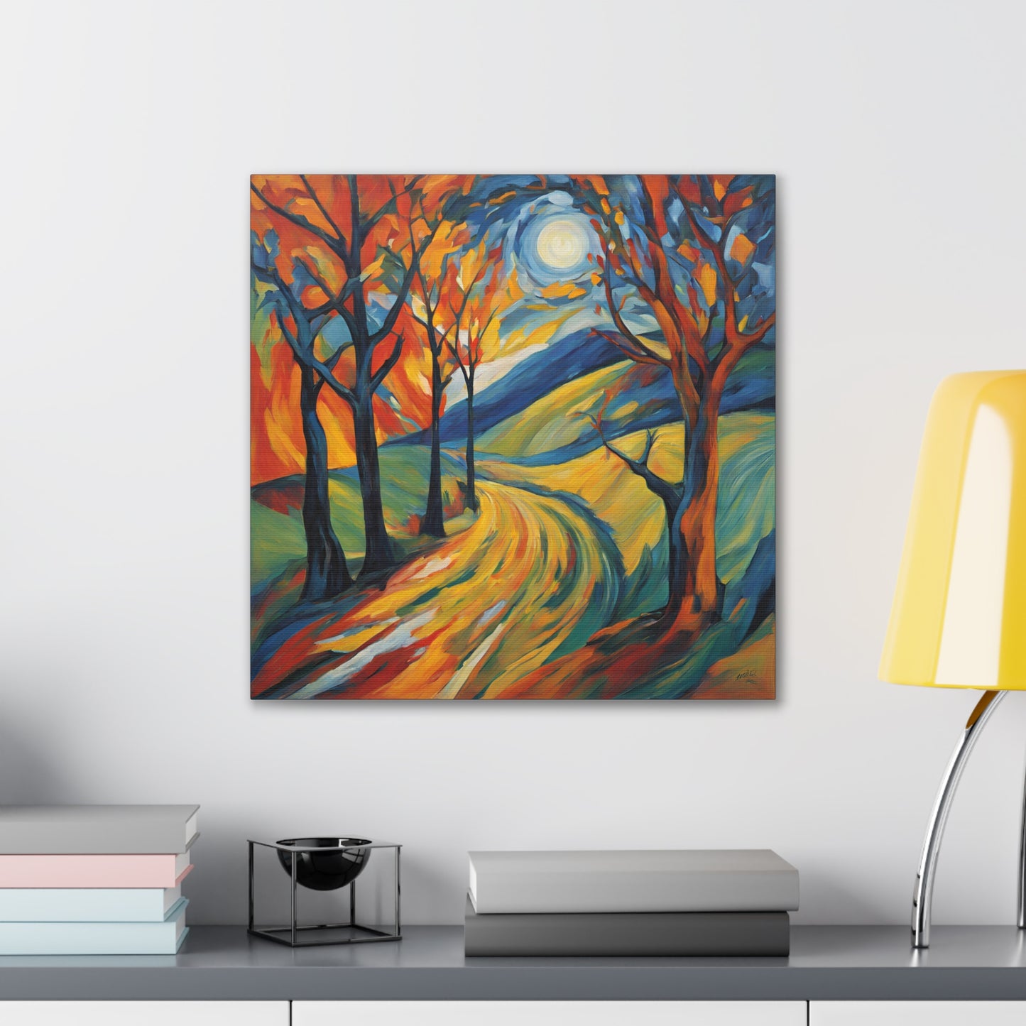 Vibrant Expressionism Art Canvas - Colorful Autumn Trees Wall Decor